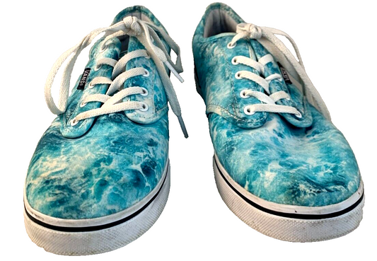Vans Sneakers Shoes Low Top Canvas Ocean Blue Waves Women's 8.5