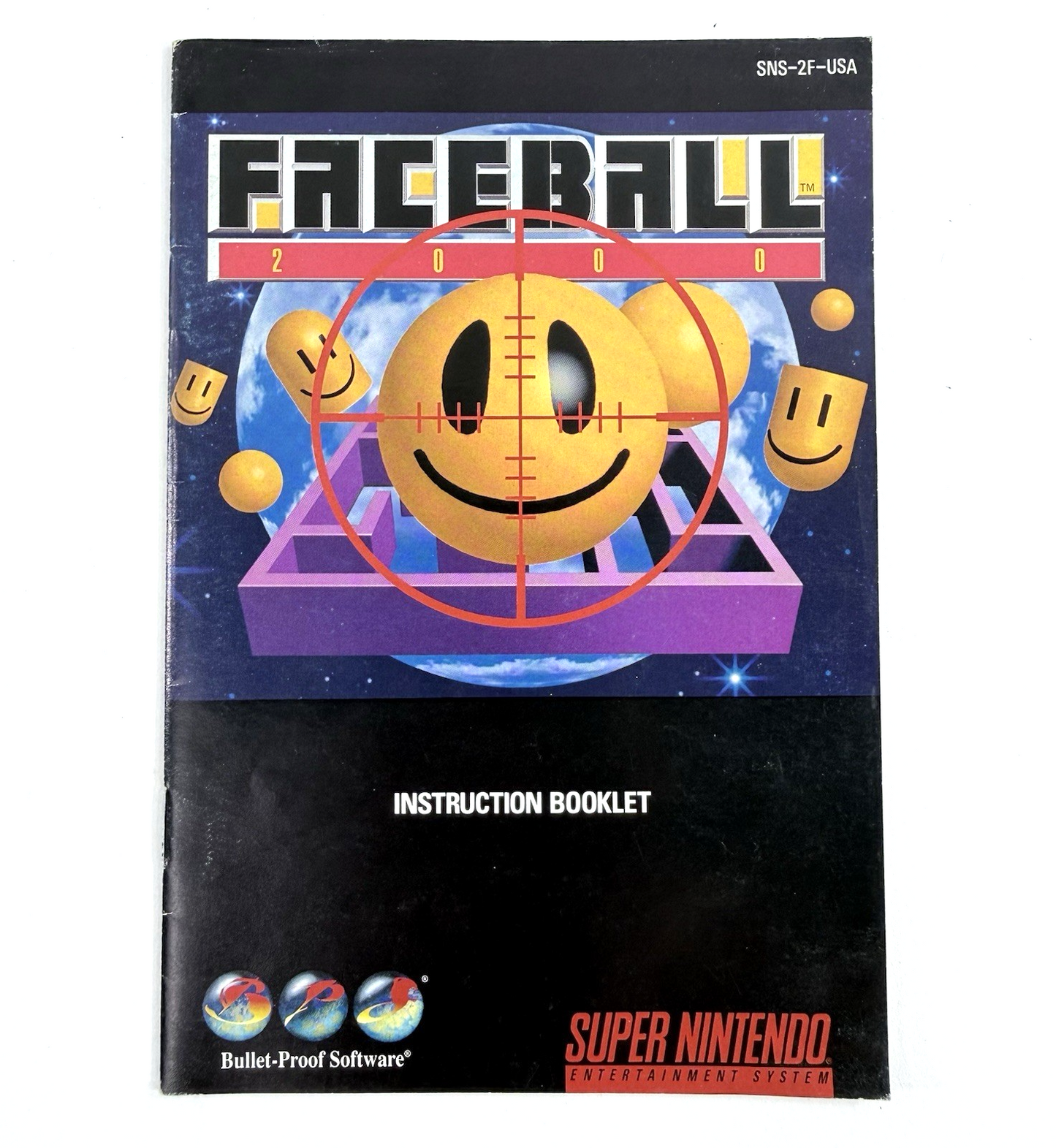 Faceball 2000 Super Nintendo Original Instruction Booklet  SNS-2F-USA