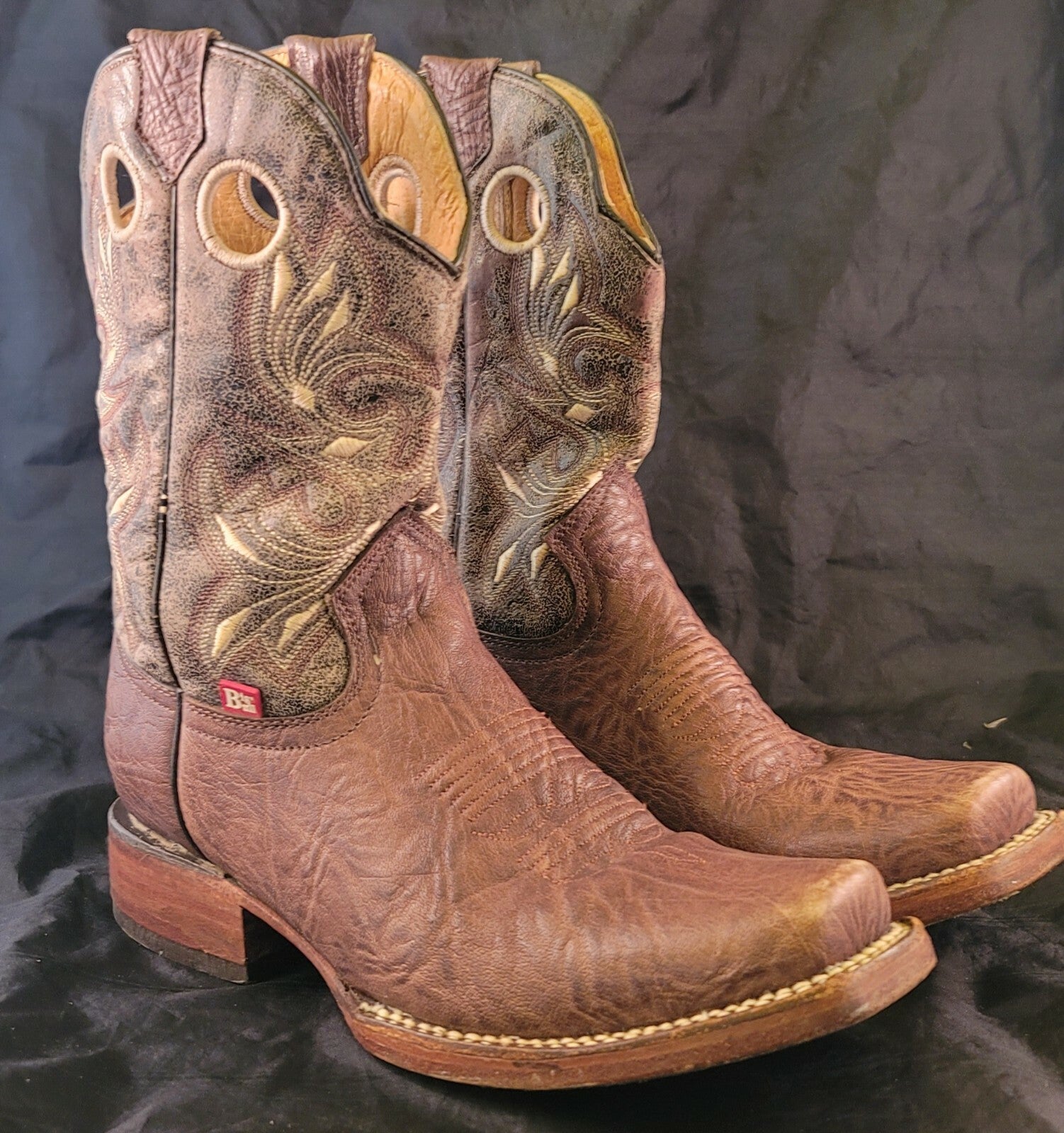 Big Bull Women's Cowboy Boots Size 7.5 Authentic Mexican Leather Good Shape