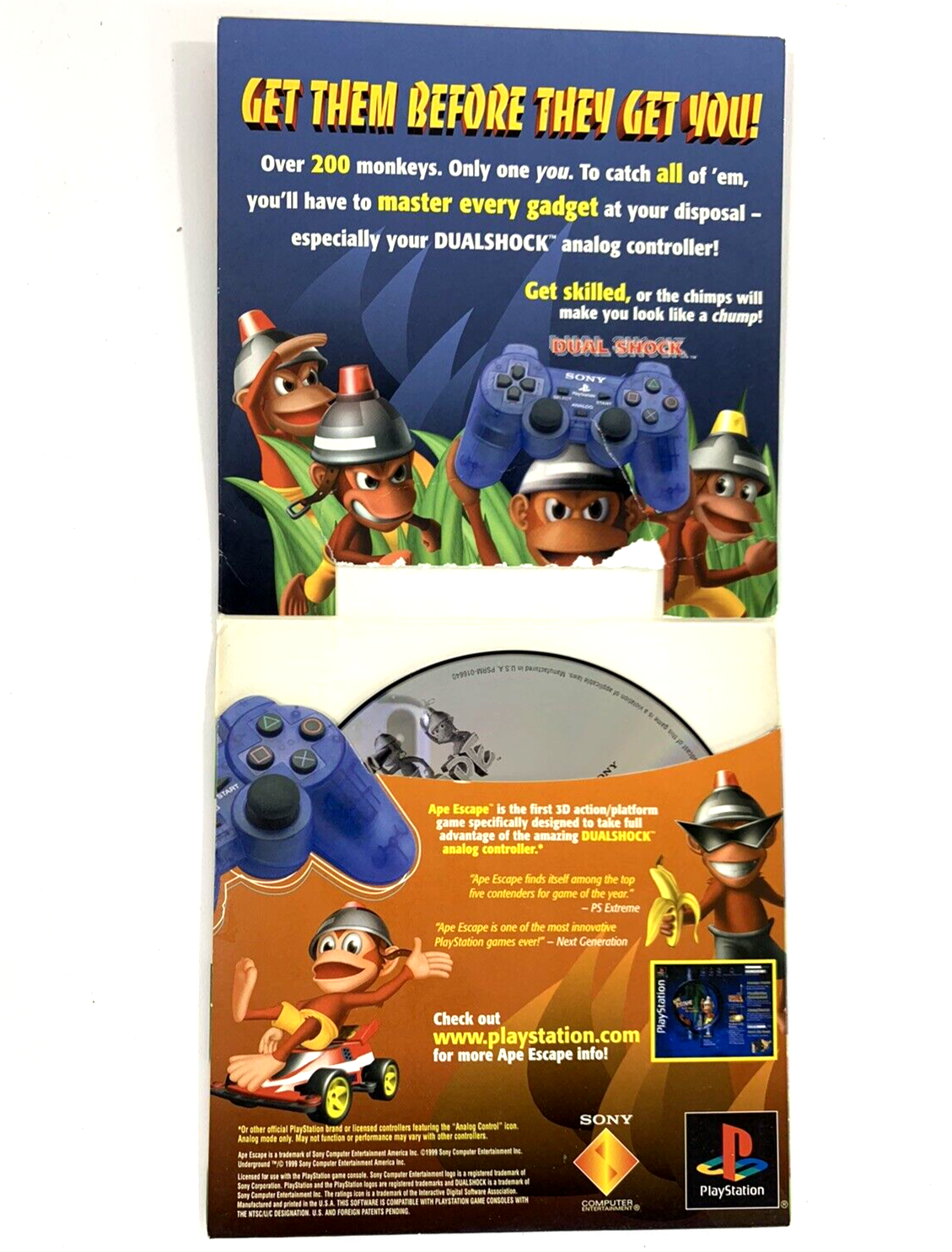 Ape Escape (PlayStation 1, 1999) Underground Magazine Demo Disc & Sleeve - Works