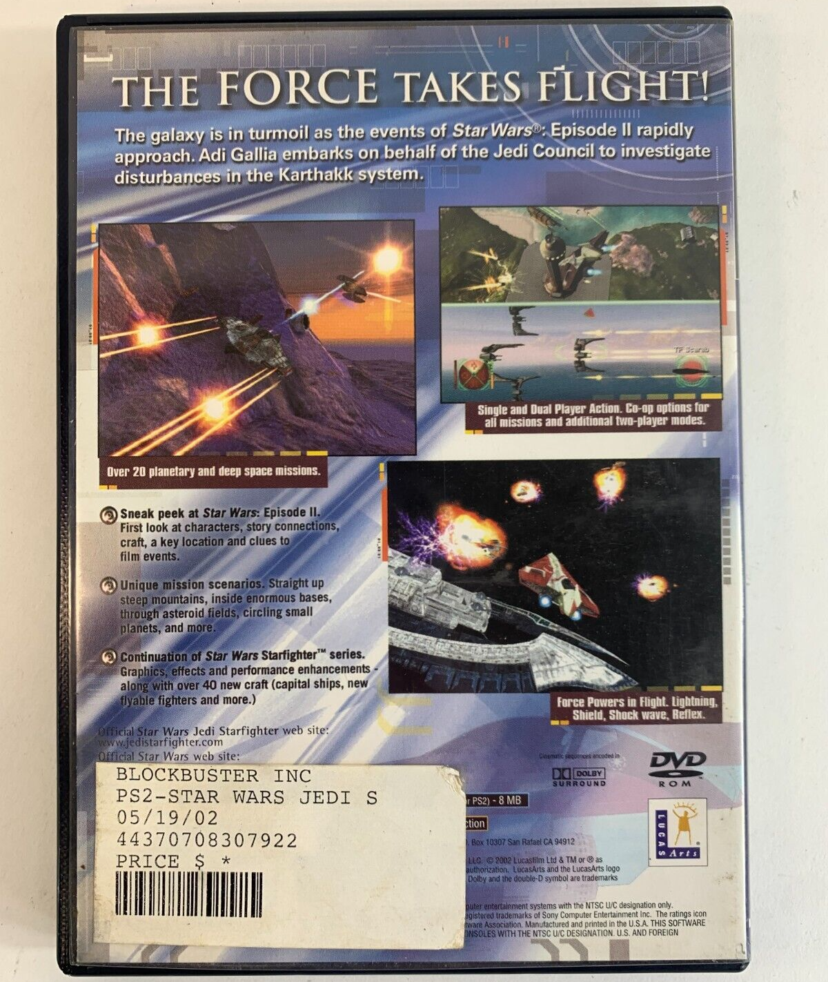 Star Wars: Jedi Starfighter (Sony PlayStation 2, 2002) Game Case Manual CIB
