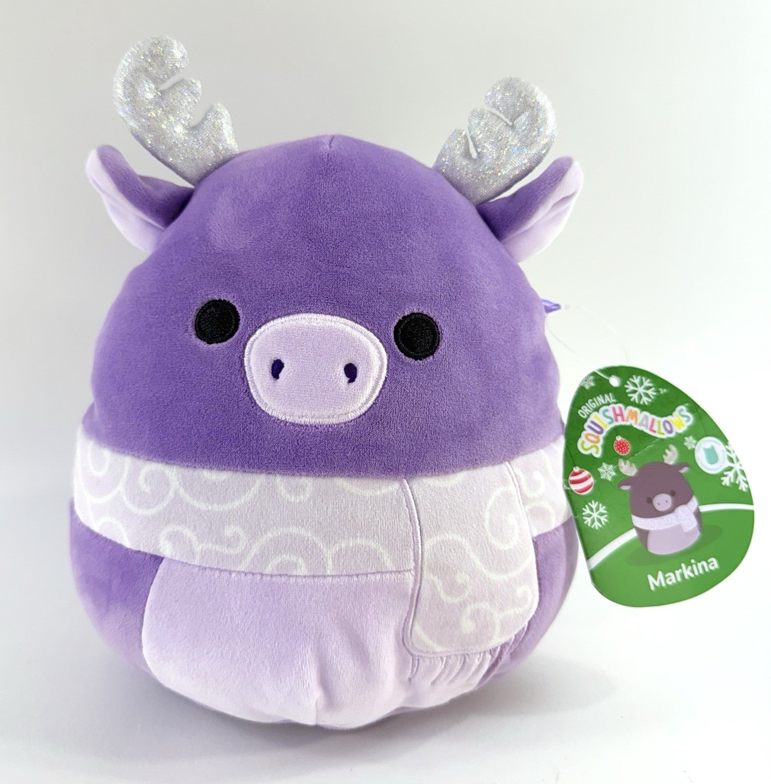 Squishmallows 7.5" Markina Purple Holiday Moose With Tags