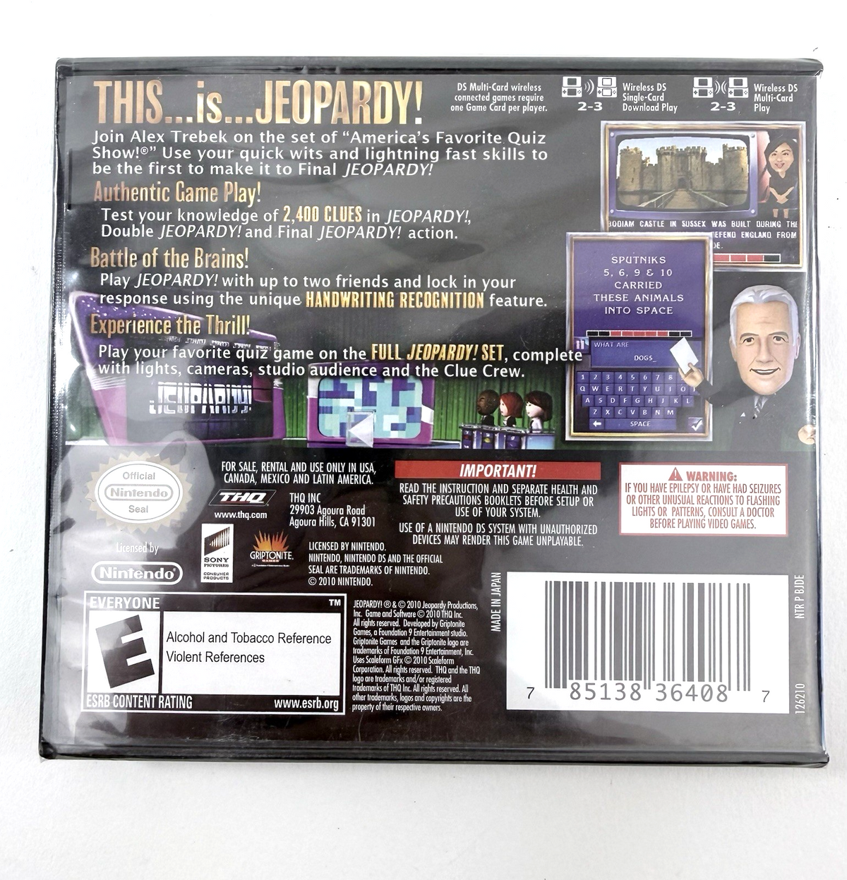 Jeopardy (Nintendo DS, 2010) New, Factory Sealed Alex Trebek Quiz Game