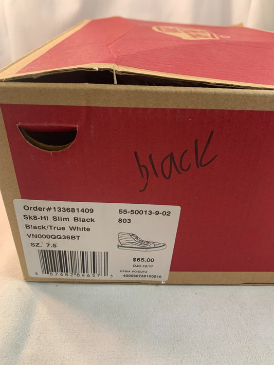 VANS Sk8-Hi Black/White Hi-top Men's 7.5 Sneakers with Original Box