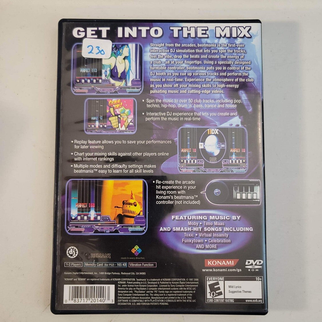 beatmania (Sony PlayStation 2, 2006) Game Case Manual - Tested