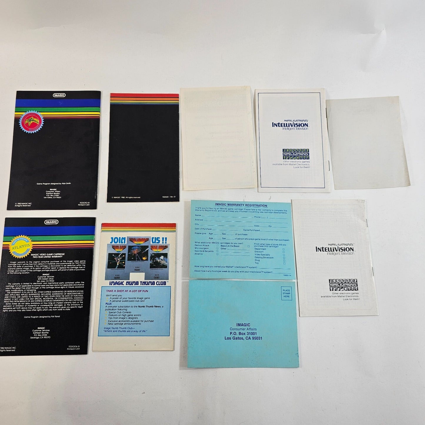 Mattel Intellivision Imagic Manuals and Inserts - Dragonfire, Atlantis, and more