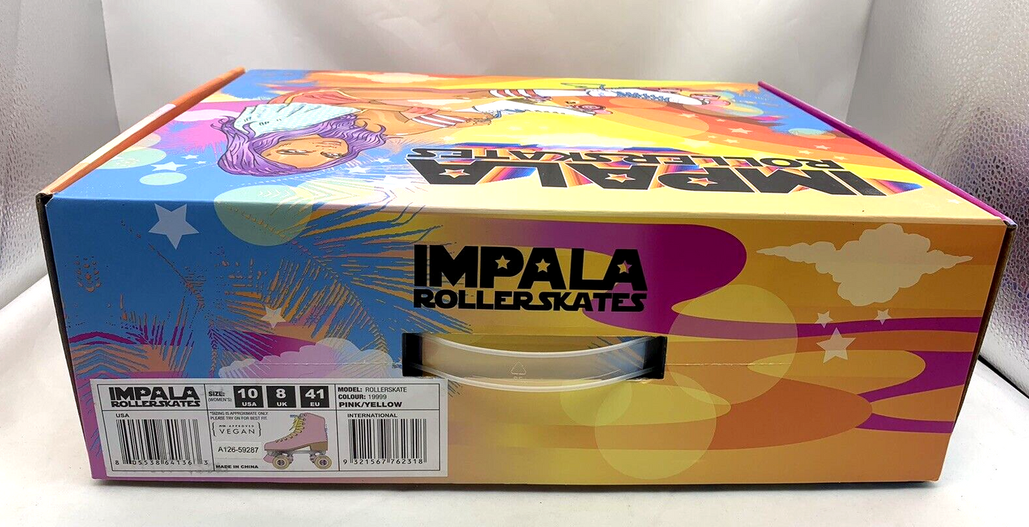 Impala Rollerskates Size 10 A126-58817 Pink/Yellow Vegan Quad Skates - New