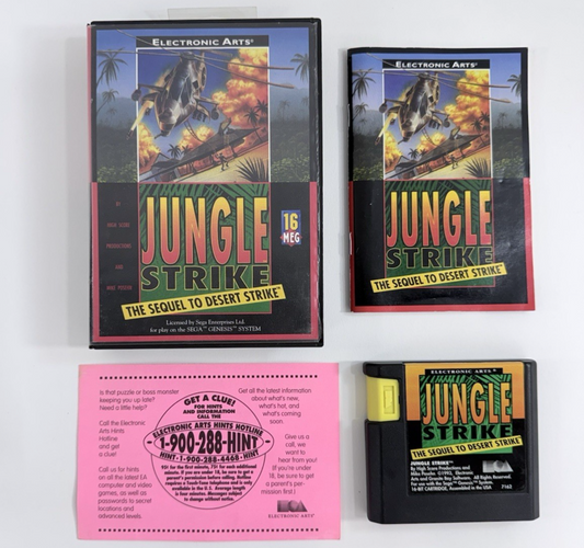Jungle Strike (Sega Genesis, 1993) Game, Case, Manual, Insert - Tested