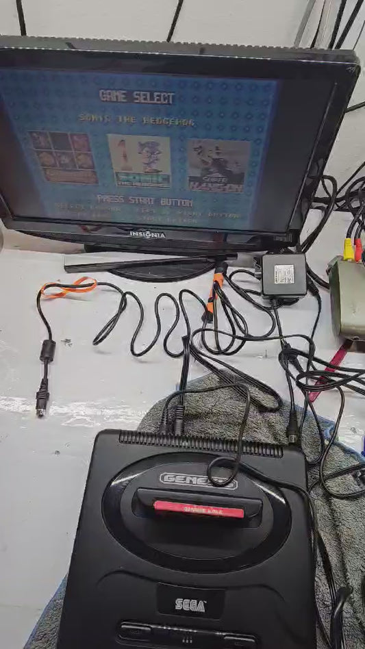 SEGA Genesis Model 2 Console MK-1631 with 6 Button Controller,  Power Supply, AV
