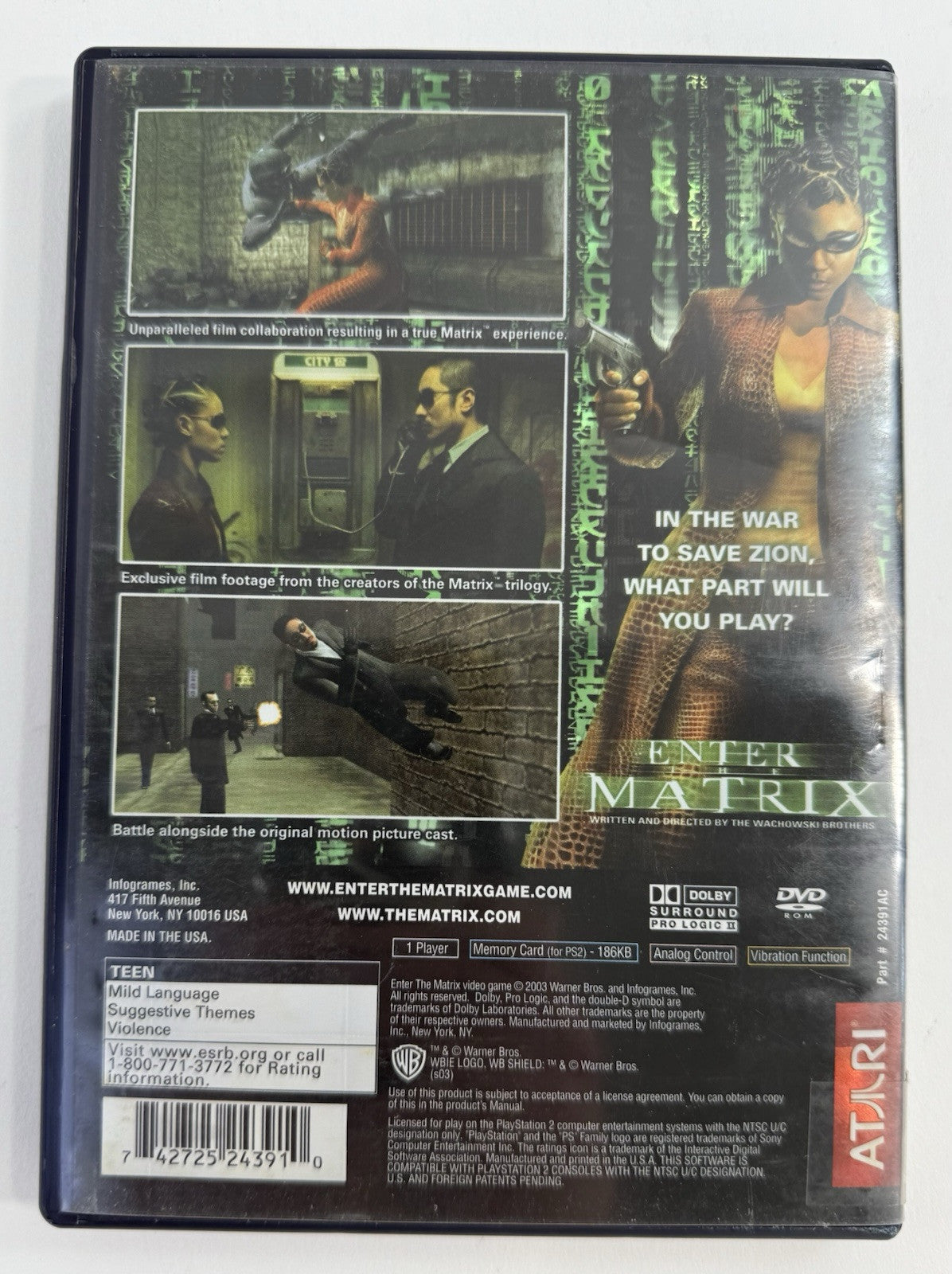 Enter the Matrix (Sony PlayStation 2, 2003) Game and Case - Tested