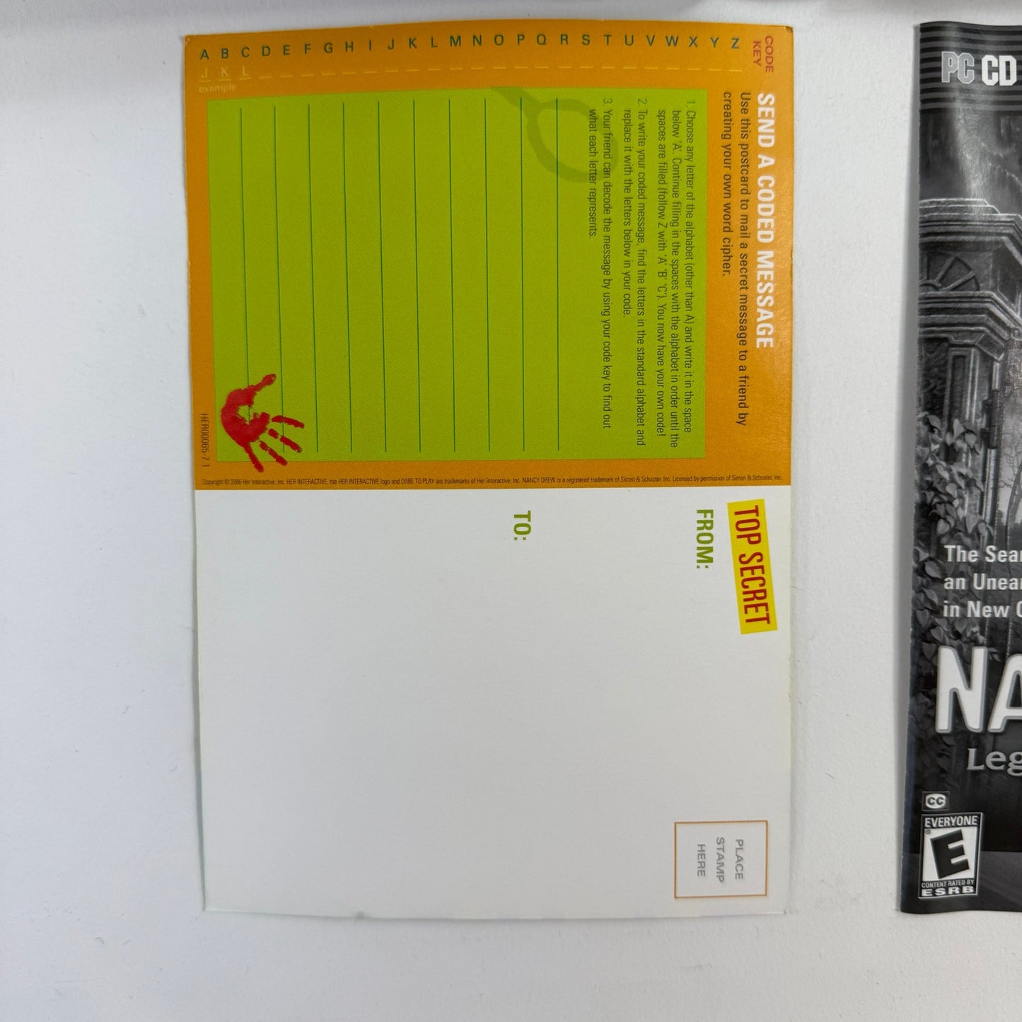 Nancy Drew: Legend of the Crystal Skull (PC, 2007) Discs Case Manual Insert