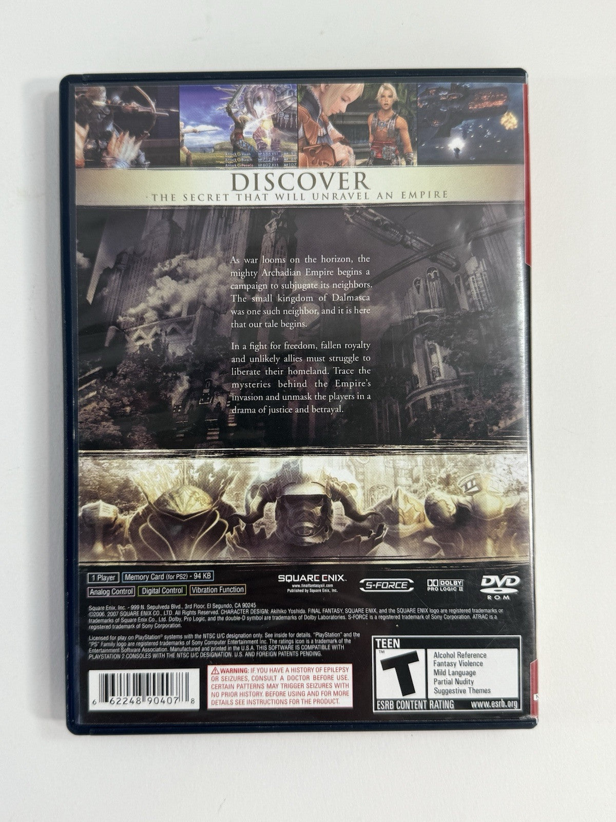 Final Fantasy XII (PlayStation 2, 2006) Game Case Manual Registration - Tested