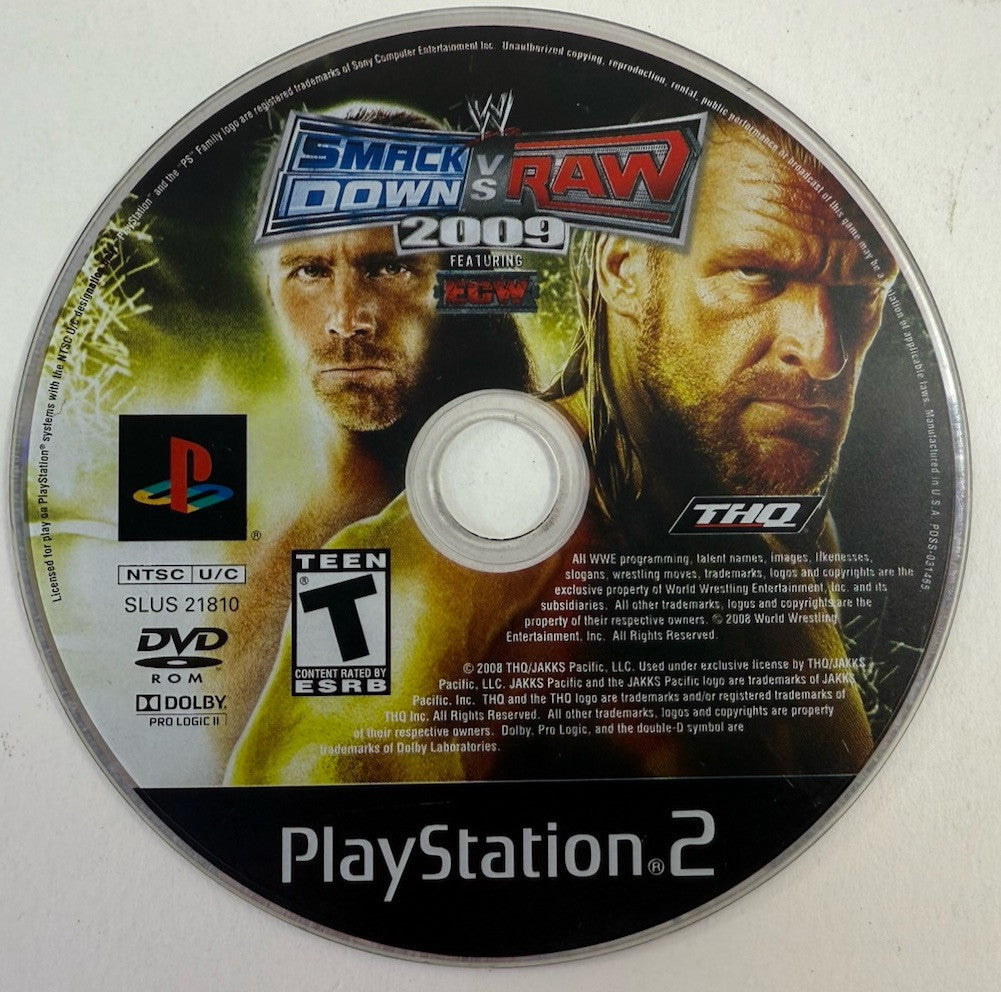 WWE SmackDown vs. Raw 2009 Feat. ECW  (PlayStation 2, 2008) Game Disc - Tested