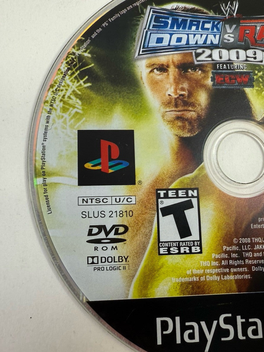 WWE SmackDown vs. Raw 2009 Feat. ECW  (PlayStation 2, 2008) Game Disc - Tested