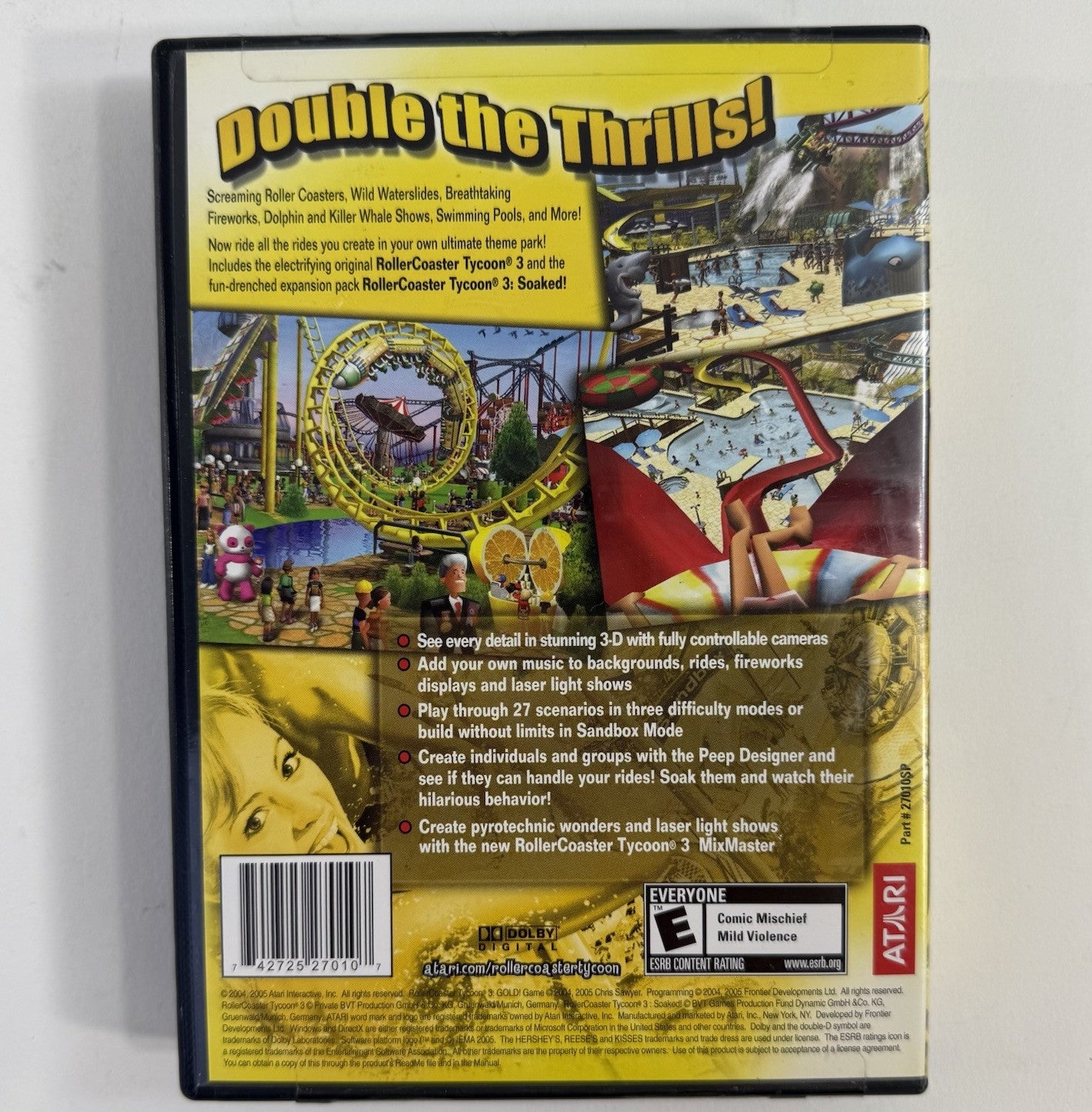 RollerCoaster Tycoon 3: Gold (PC, 2005) Game Case Manual