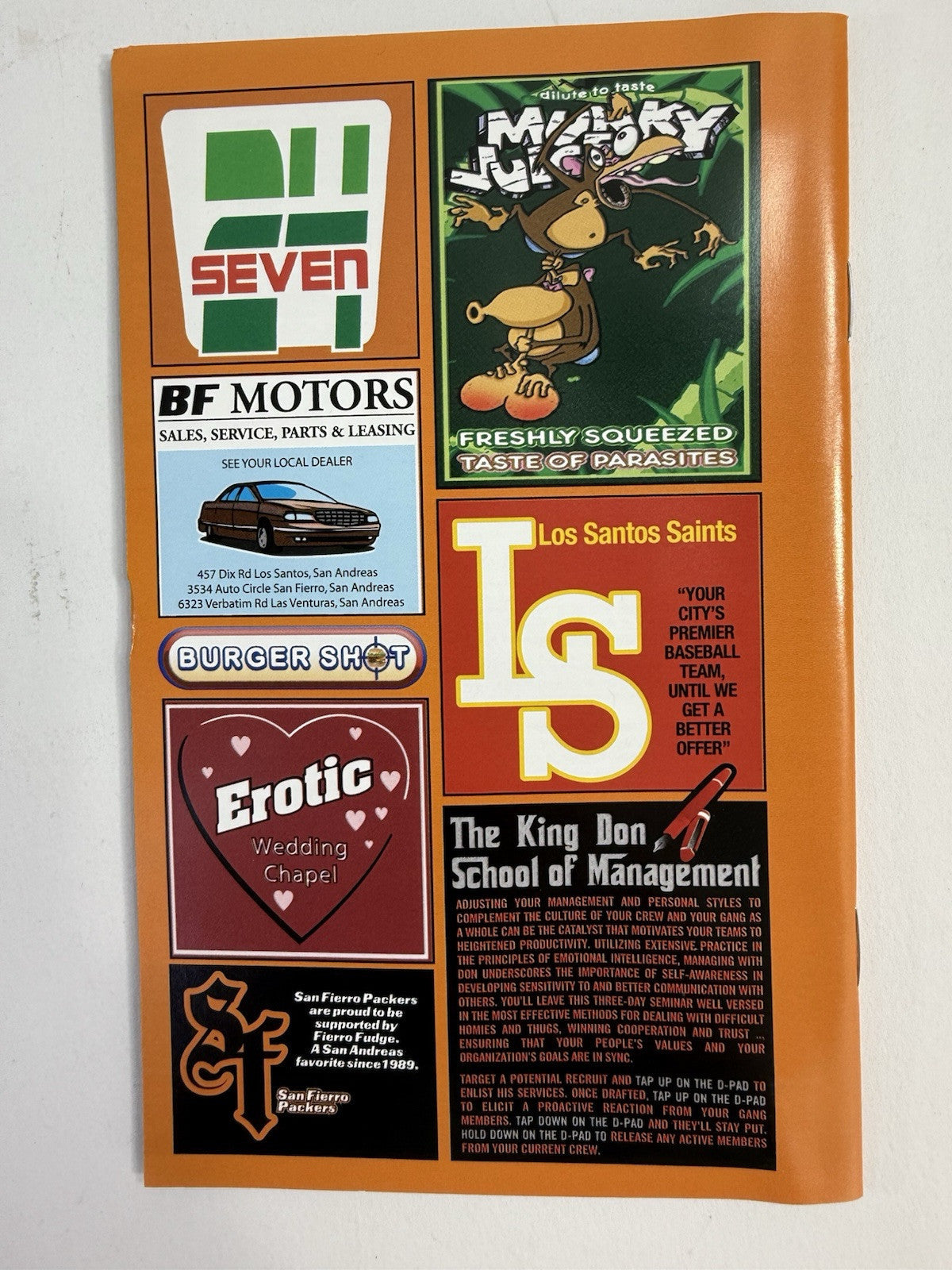 Grand Theft Auto: San Andreas (PlayStation 2, 2004) Game Case Manual Poster