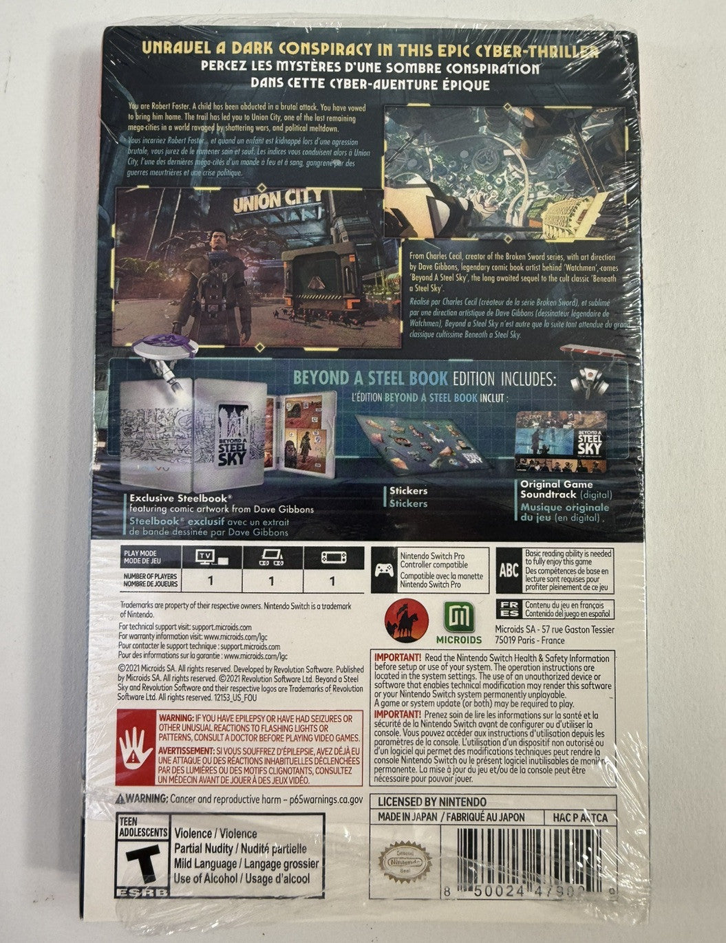 Beyond A Steel Sky (Nintendo Switch, 2021) Steel Book, Sleeve, Inserts Only