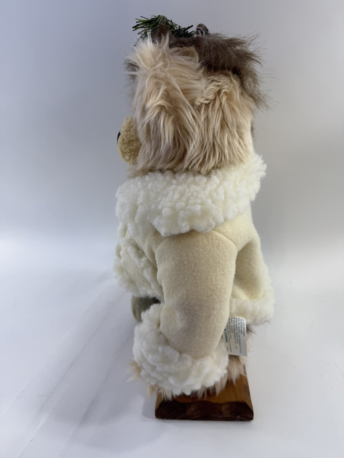 MTY International Christmas 16” Holiday Bear Decoration with Wooden Base