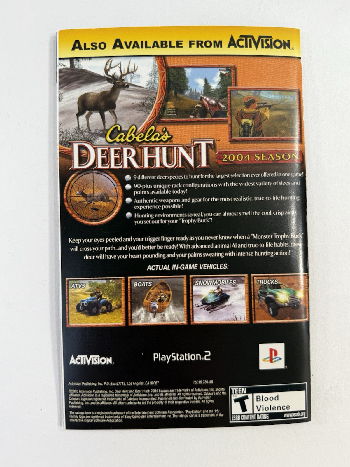 Cabela's Dangerous Hunts (PlayStation 2, 2003) Game Case Manual Registration