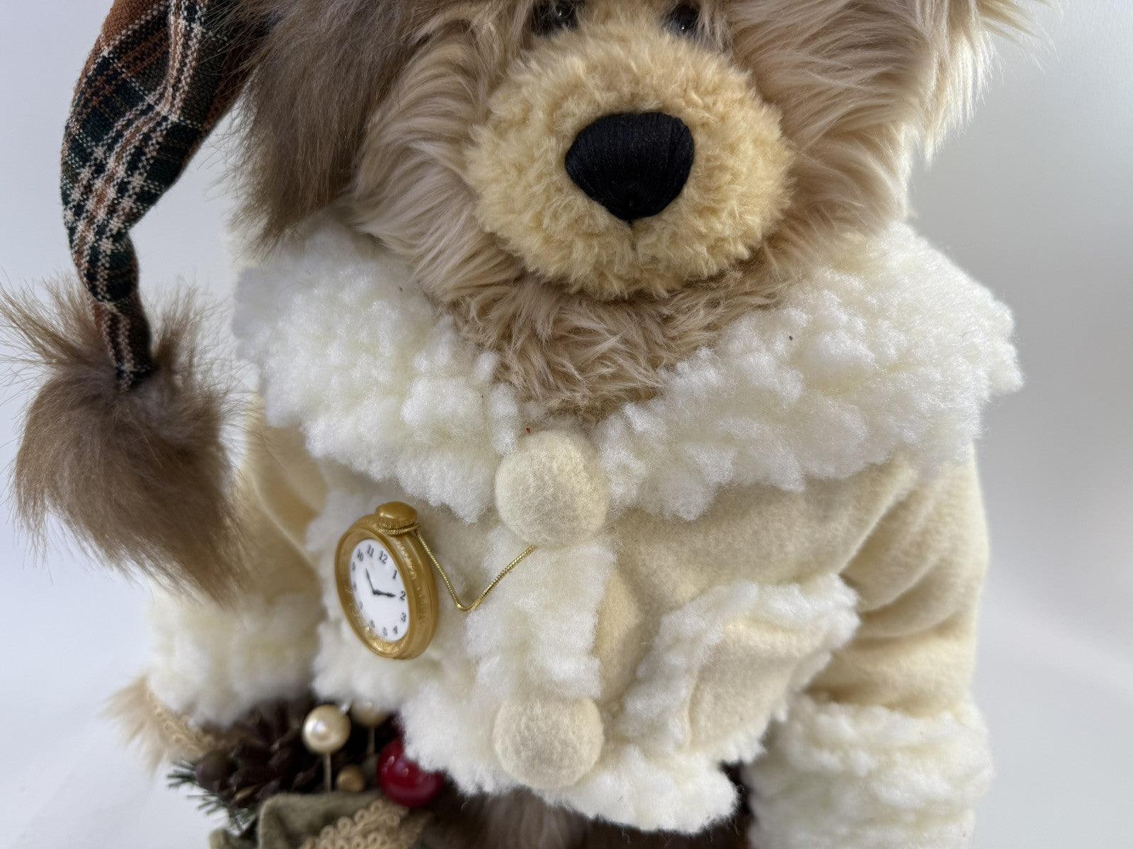 MTY International Christmas 16” Holiday Bear Decoration with Wooden Base