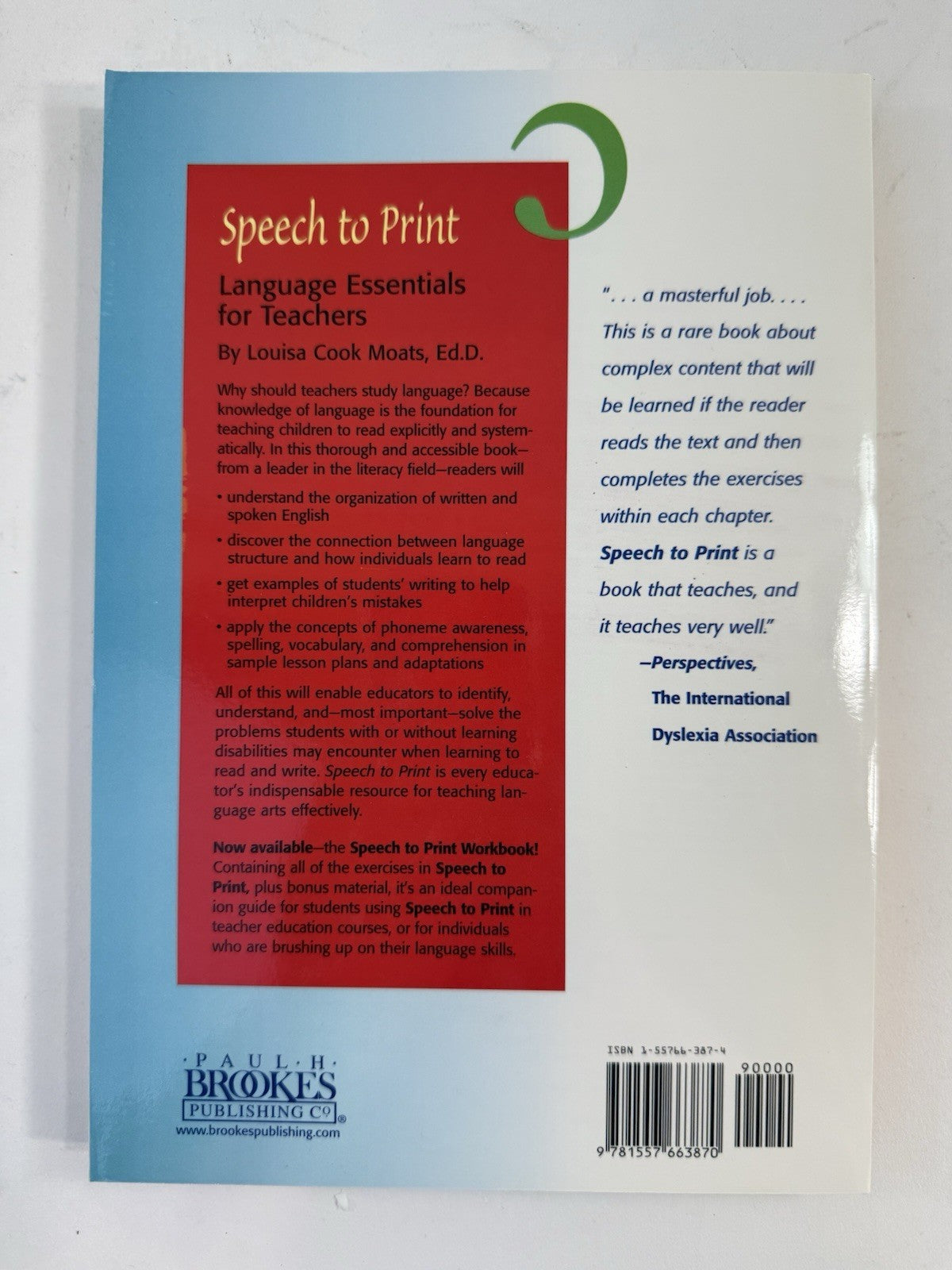 Speech to Print: Language Essentials for Teachers (Paperback, 2004)