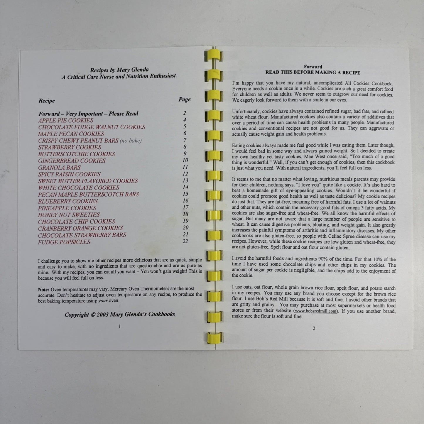 Mary Glenda’s Eat All You Want Cookbooks -Muffins, Cookies, Main Dishes, Dessert