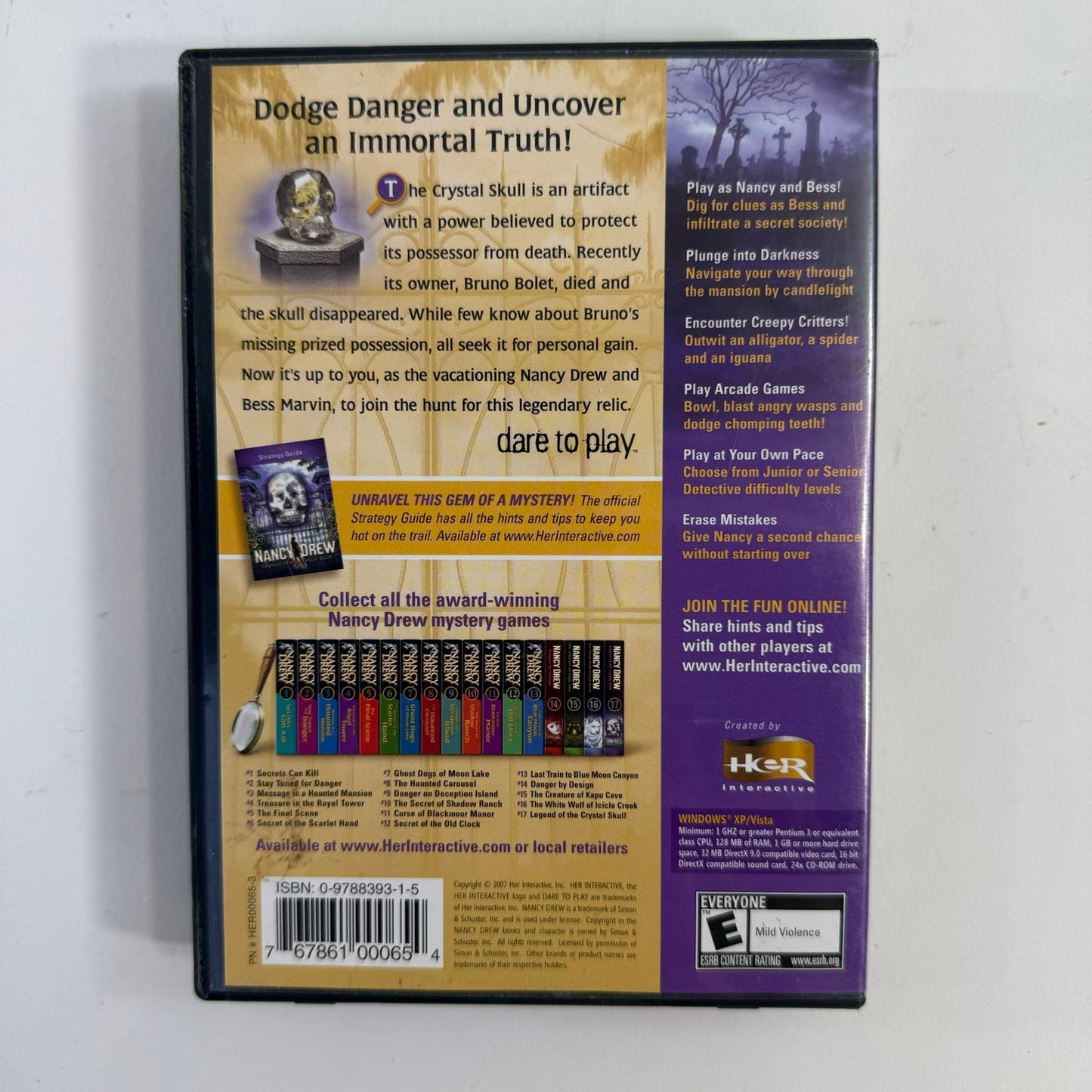 Nancy Drew: Legend of the Crystal Skull (PC, 2007) Discs Case Manual Insert