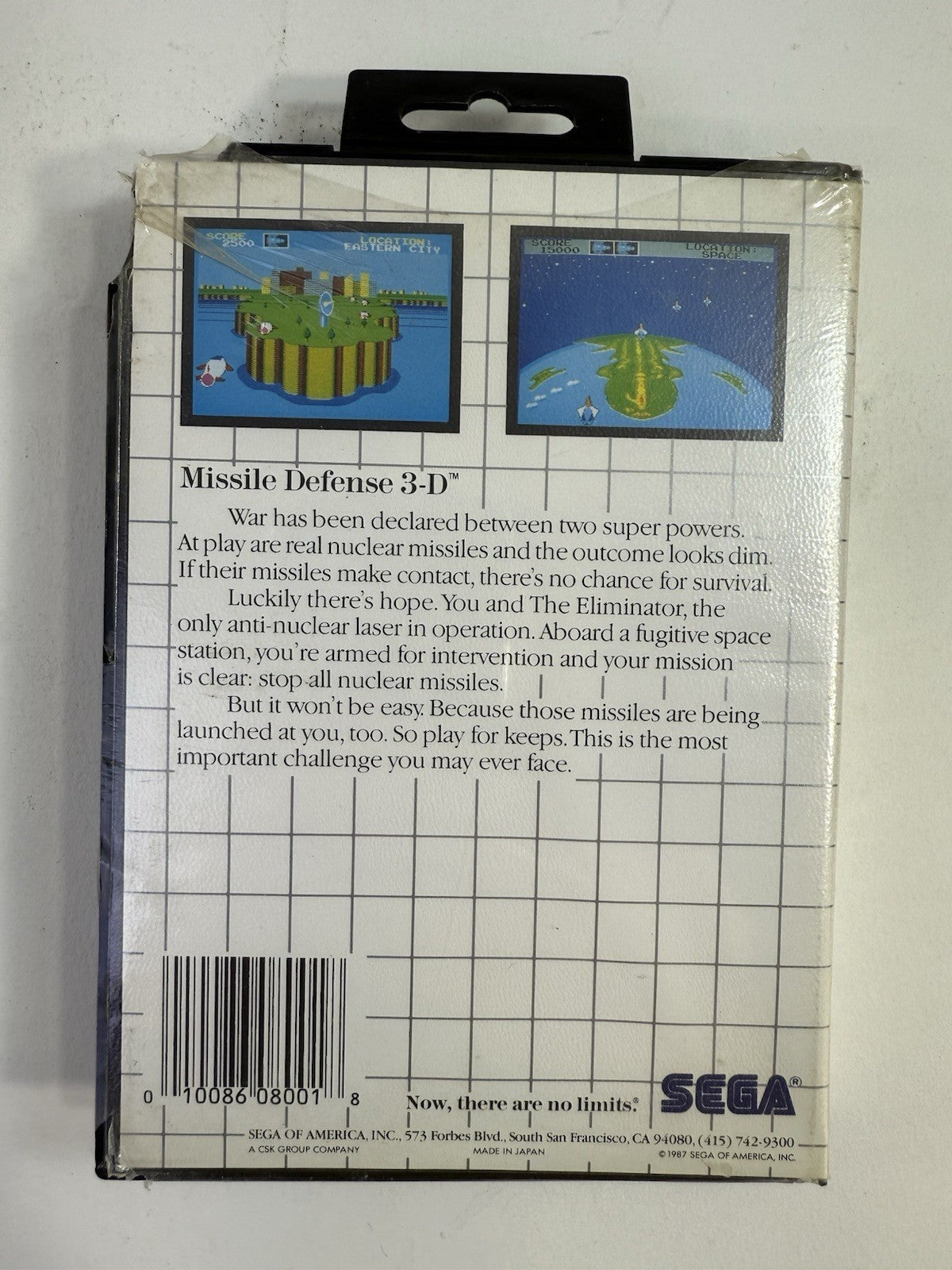 Missile Defense 3-D (Sega Master System, 1987) Factory Sealed - Damaged Case