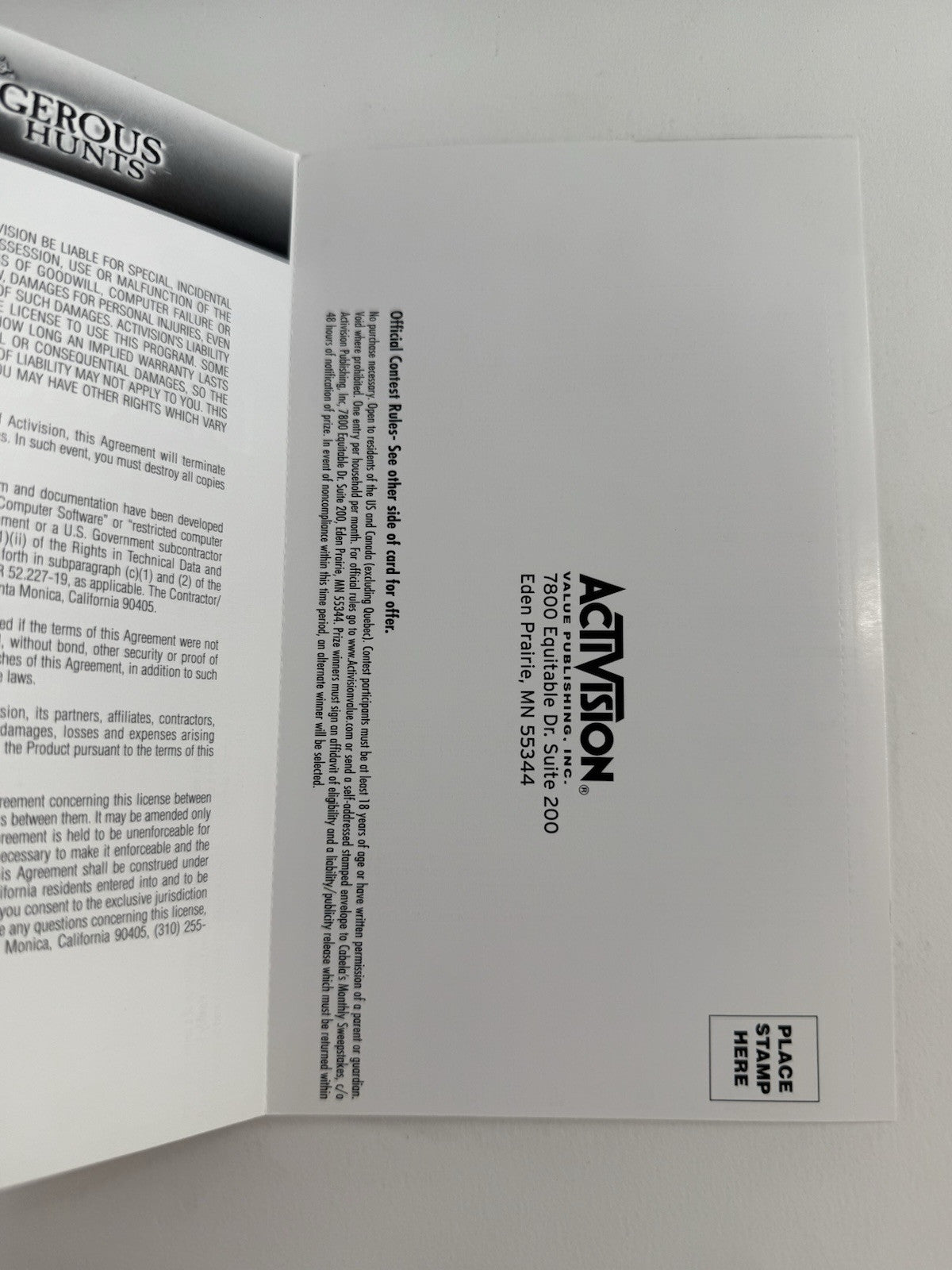 Cabela's Dangerous Hunts (PlayStation 2, 2003) Game Case Manual Registration