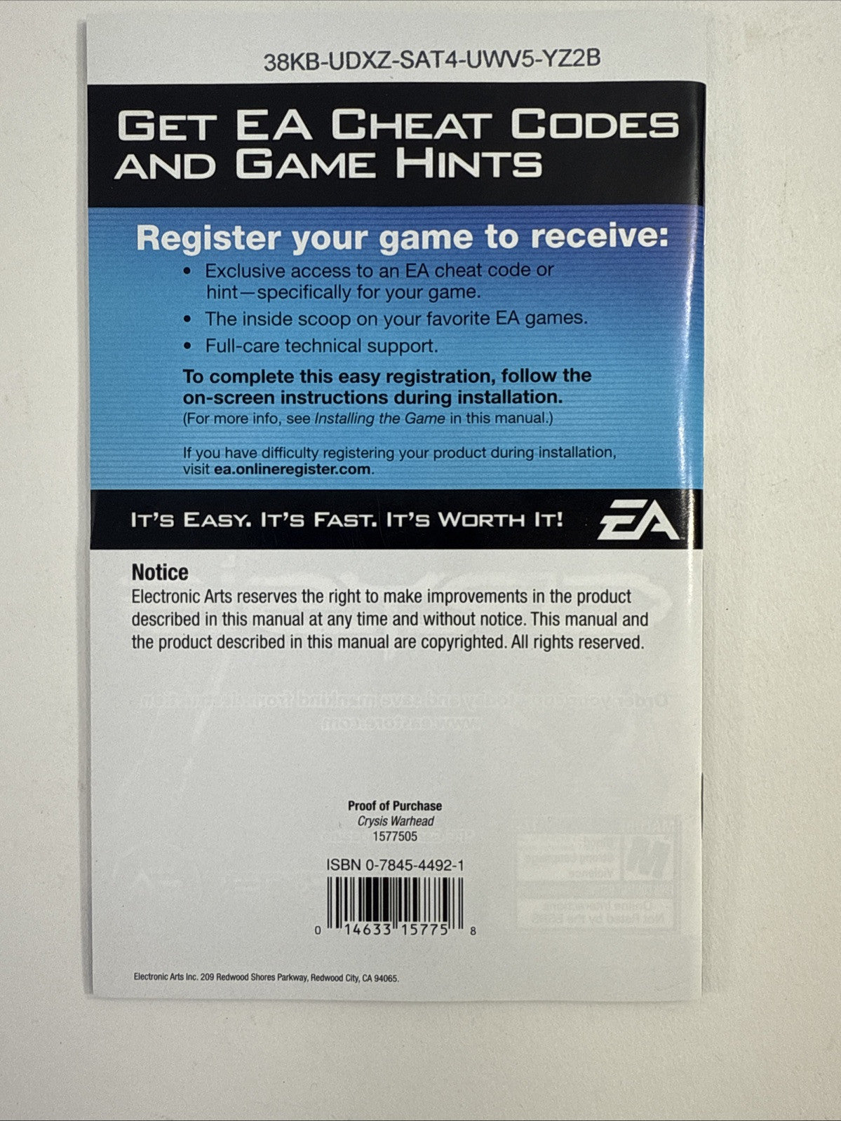 Crysis Warhead (PC, 2008) Game Discs, Case, Manual