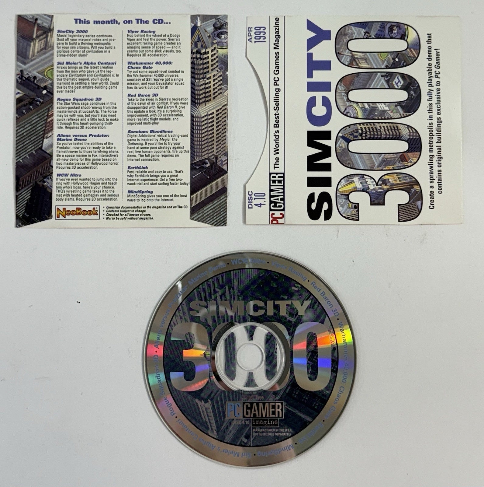 PC Gamer April 1999 Demo Disc 4.10 with Sleeve - SimCity 3000 cover