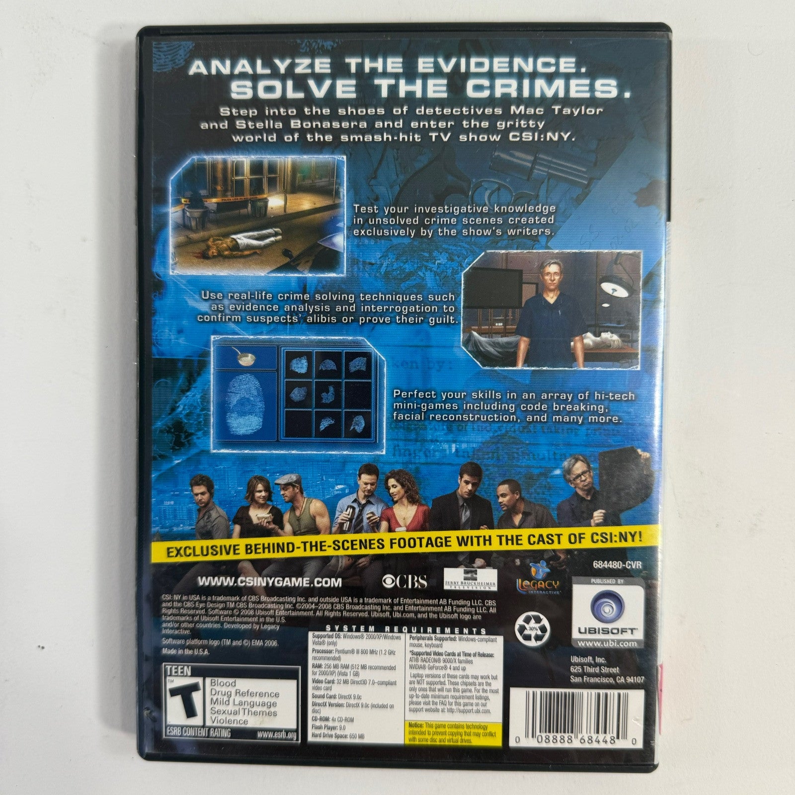 CSI: NY - The Game (Windows PC, 2008) Game, Case, and Manual