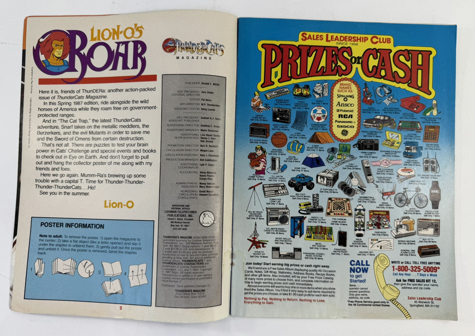 Thundercats Magazine #2 Spring 1987 - With Poster - Lorimar-Telepictures Inc