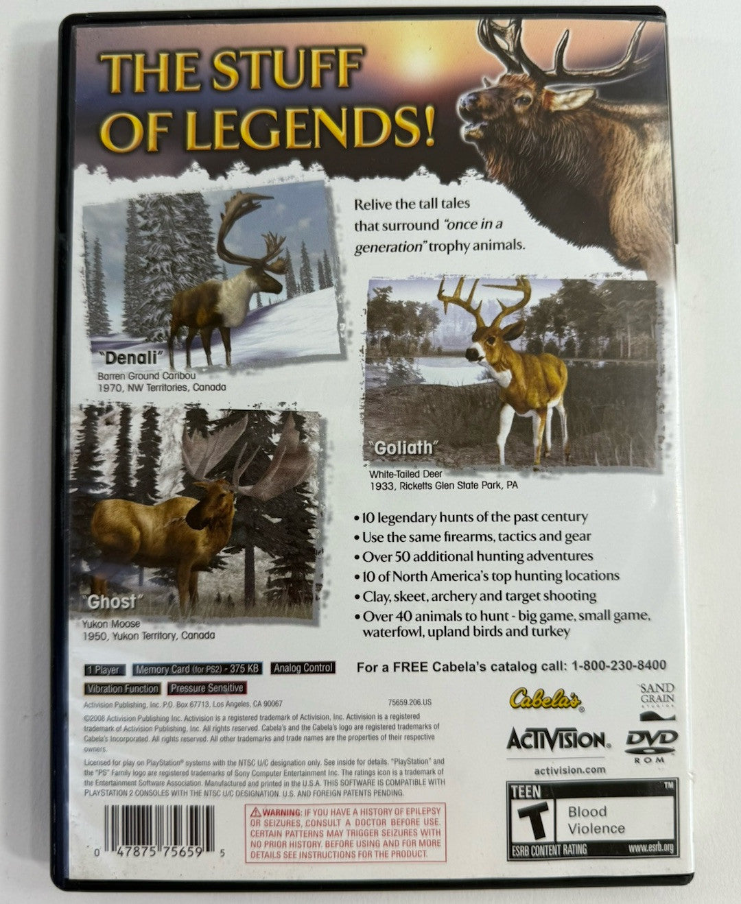 Cabela's Legendary Adventures (PlayStation 2, 2008) Game Case Manual - Tested