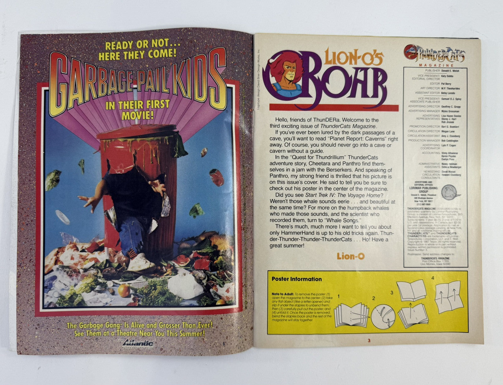 ThunderCats Magazine Summer 1987 Issue #3 - Poster Attached - Lorimar Publishing