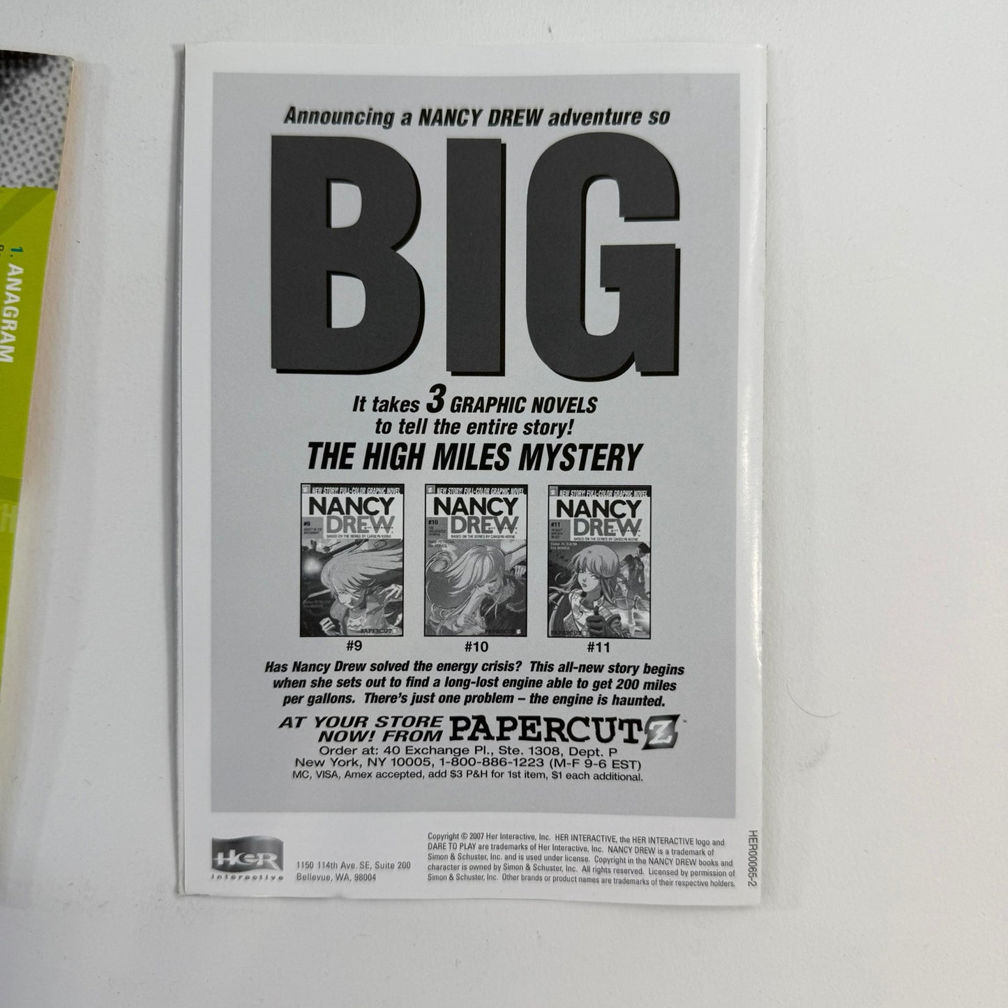 Nancy Drew: Legend of the Crystal Skull (PC, 2007) Discs Case Manual Insert