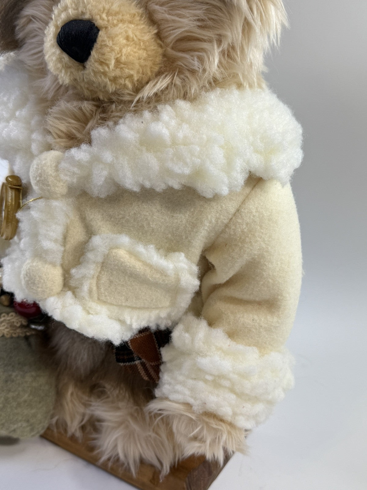 MTY International Christmas 16” Holiday Bear Decoration with Wooden Base