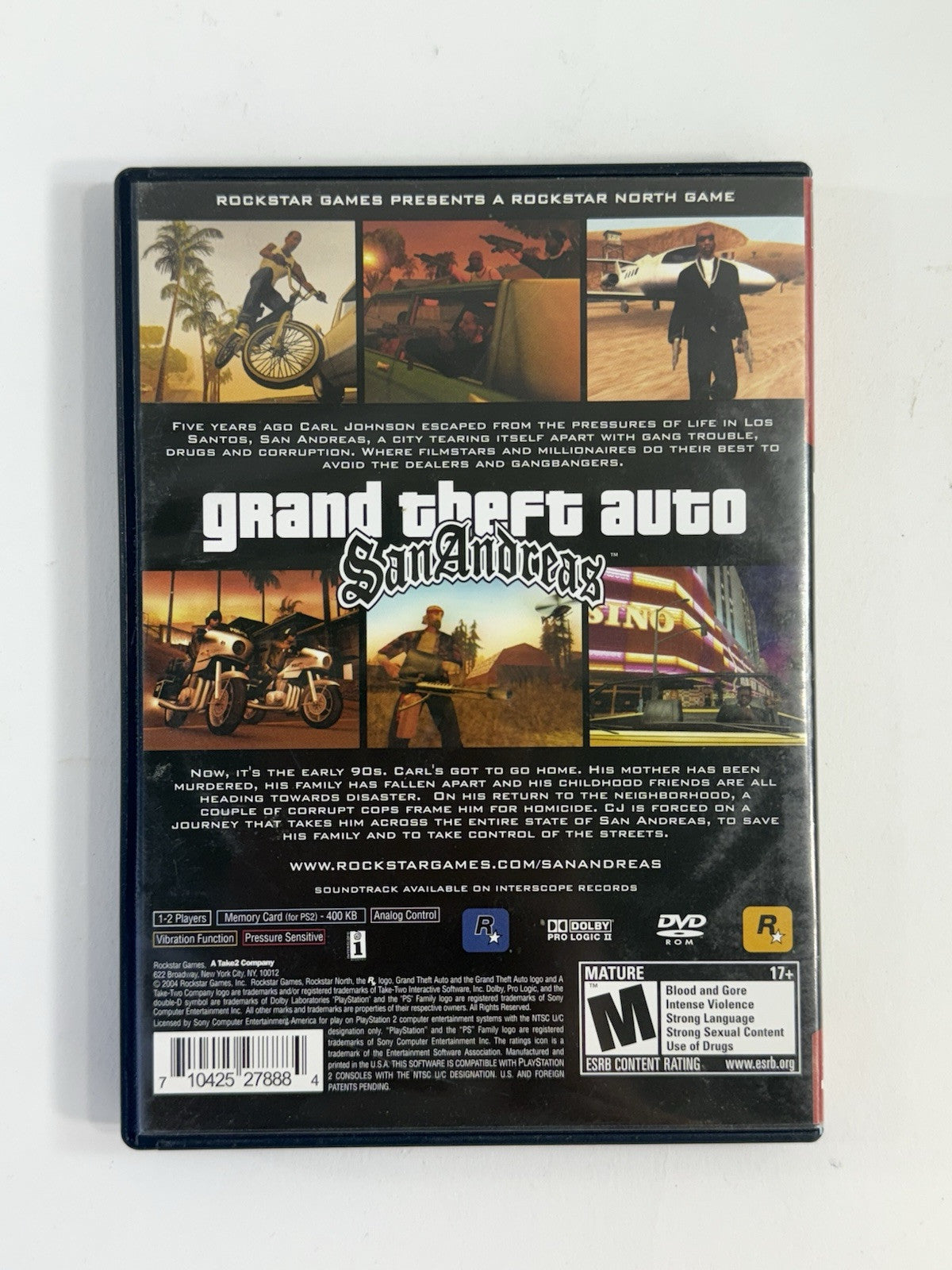 Grand Theft Auto: San Andreas (PlayStation 2, 2004) Game Case Manual Poster