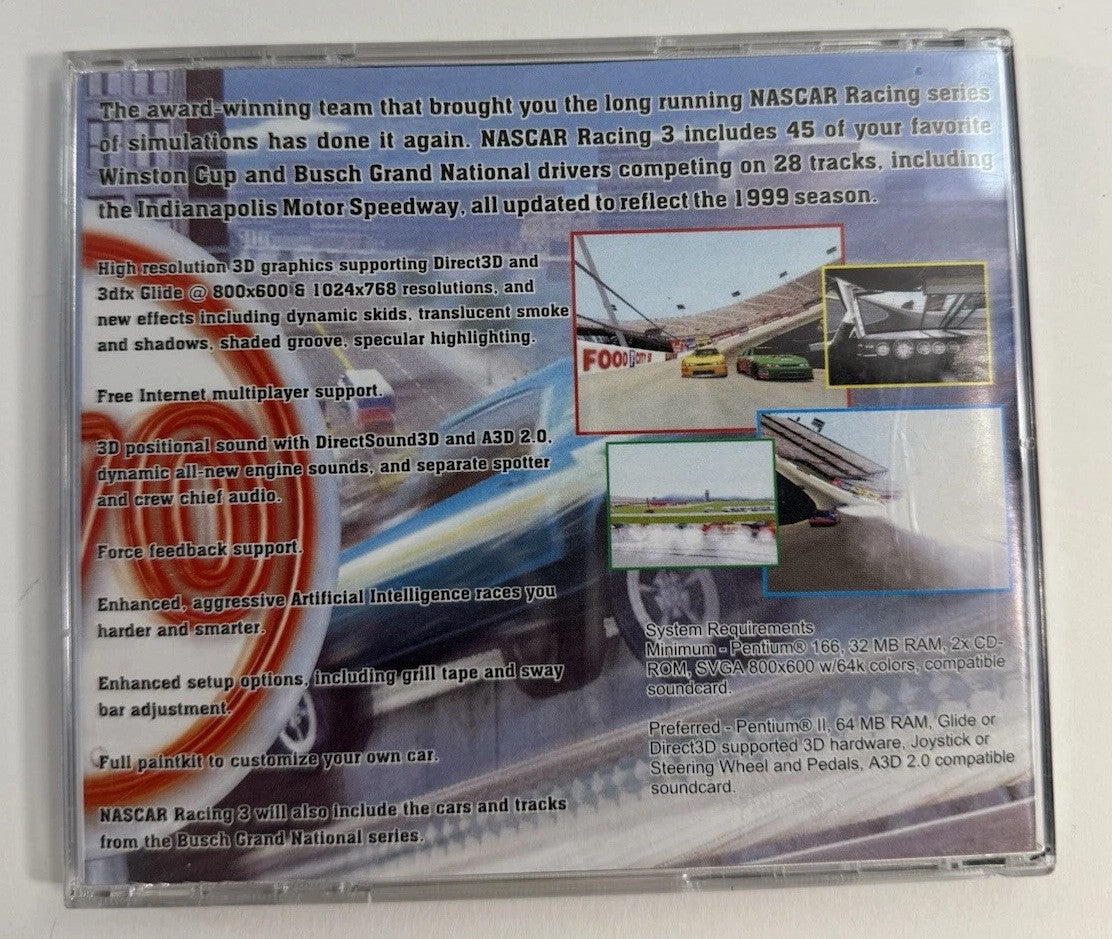 NASCAR Racing 3 (PC, 1999) Game, Case, Cover Art-Tested & Working-Rare Variant