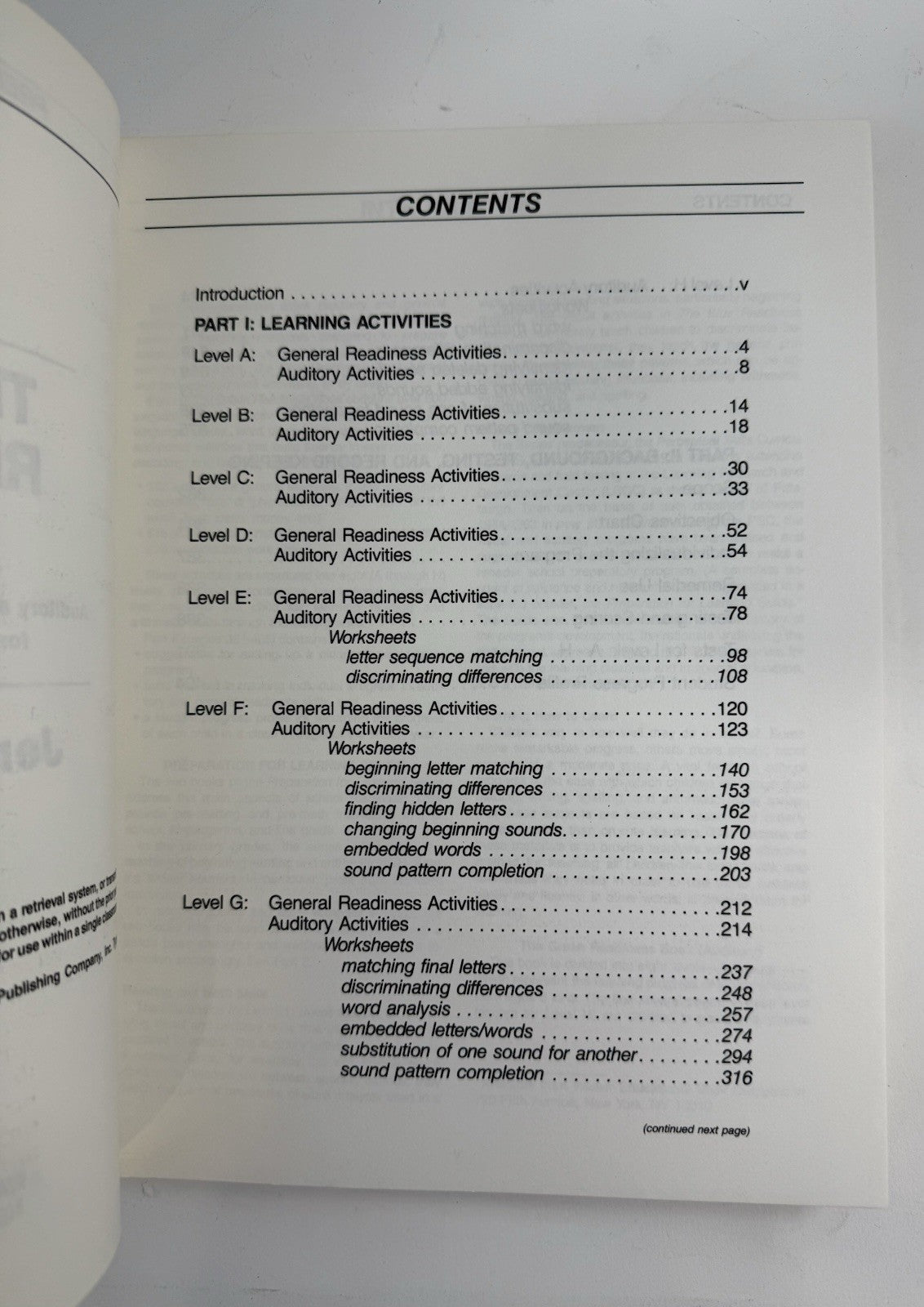 Green Readiness Book Auditory and General Activities (Paperback, 1986) Rosner, J