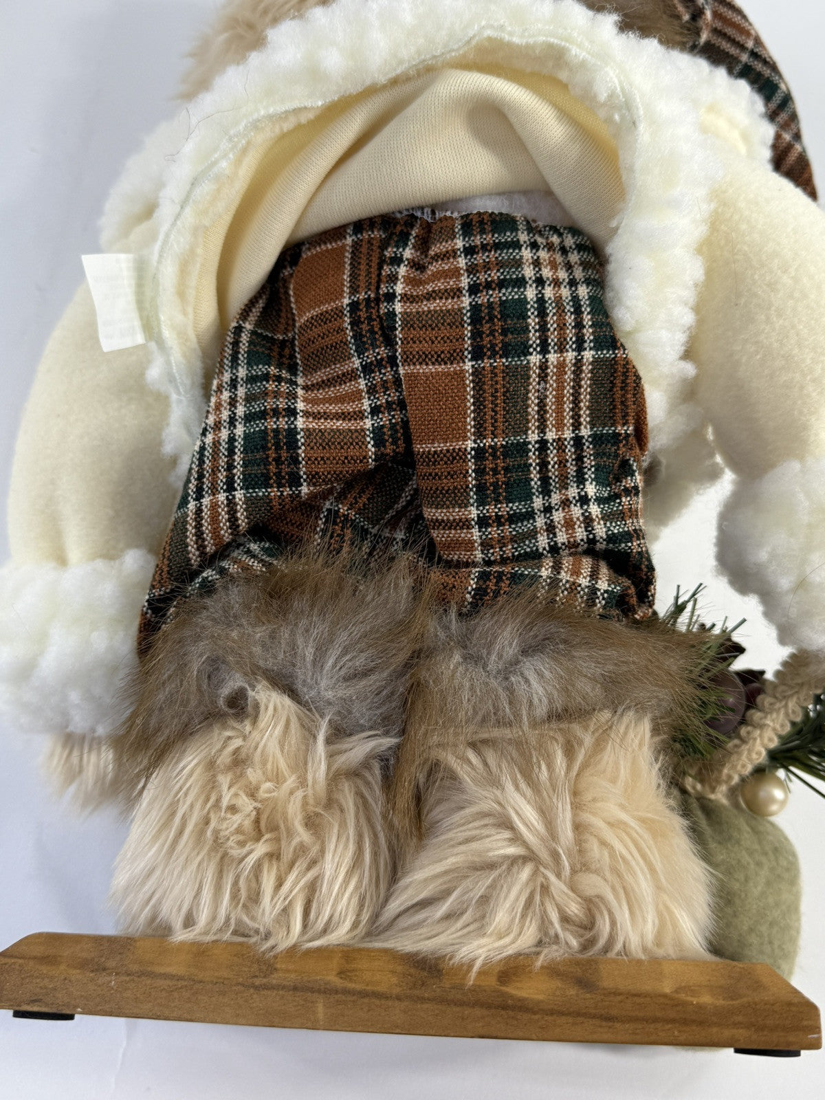 MTY International Christmas 16” Holiday Bear Decoration with Wooden Base