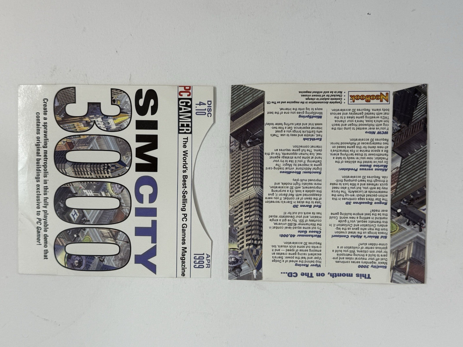 PC Gamer April 1999 Demo Disc 4.10 with Sleeve - SimCity 3000 cover