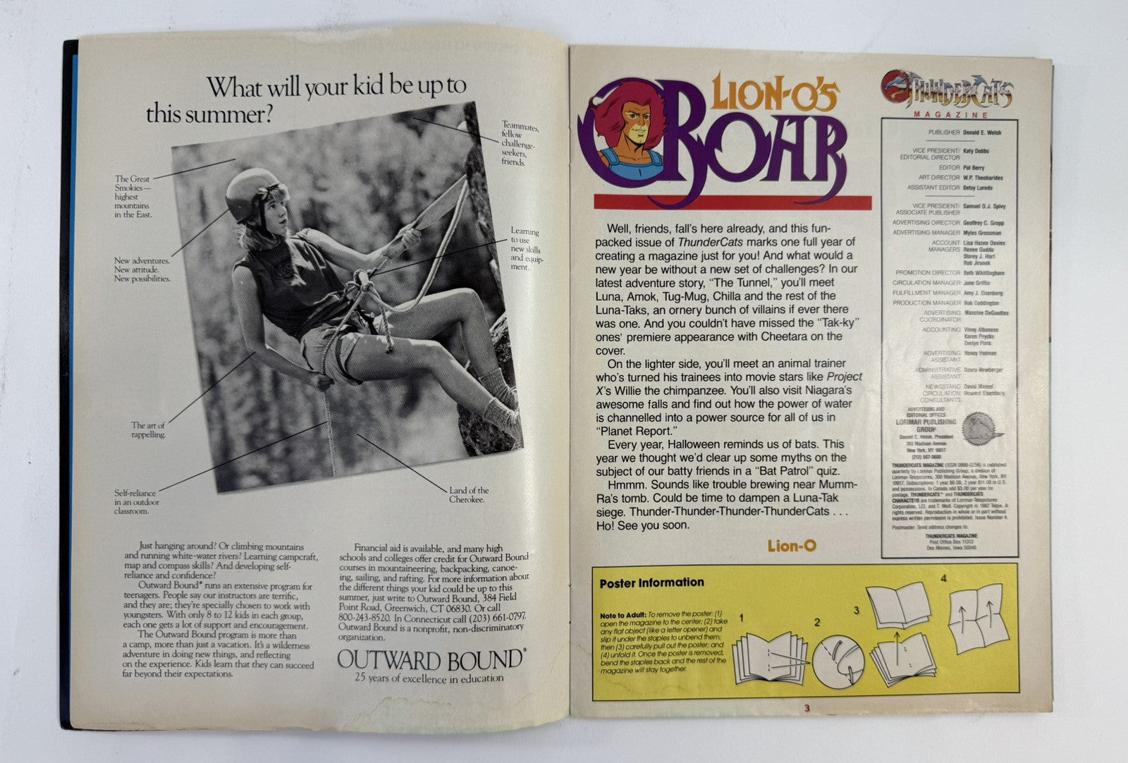 THUNDERCATS Magazine Fall 1987 #4 - Cheetara Poster Included- Lorimar Publishing