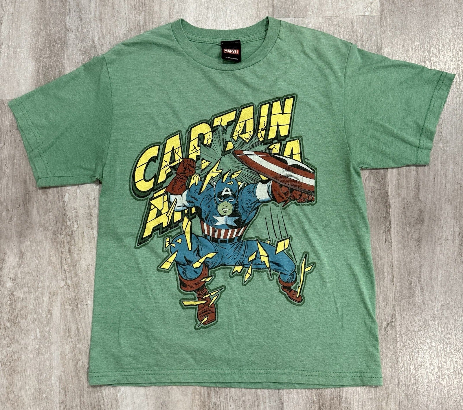 Mad Engine 2011 Captain America Adult Small Green Comic Shirt