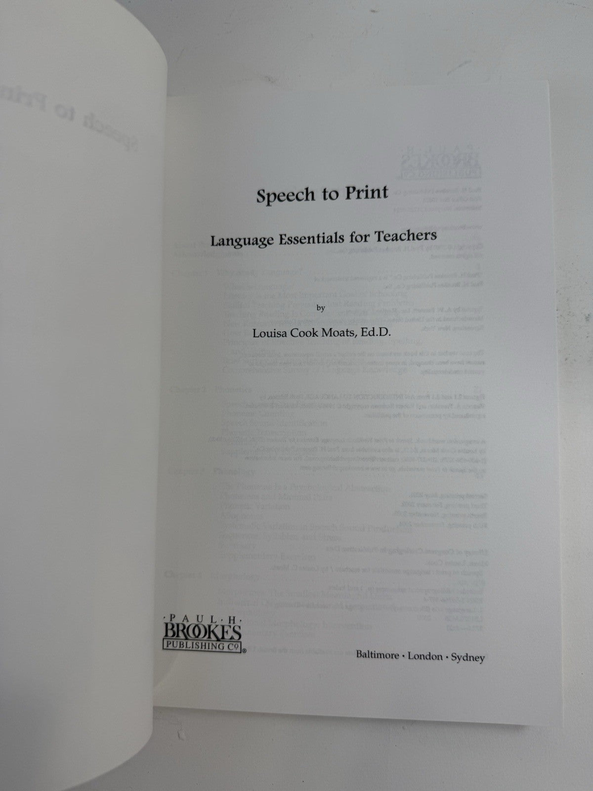 Speech to Print: Language Essentials for Teachers (Paperback, 2004)