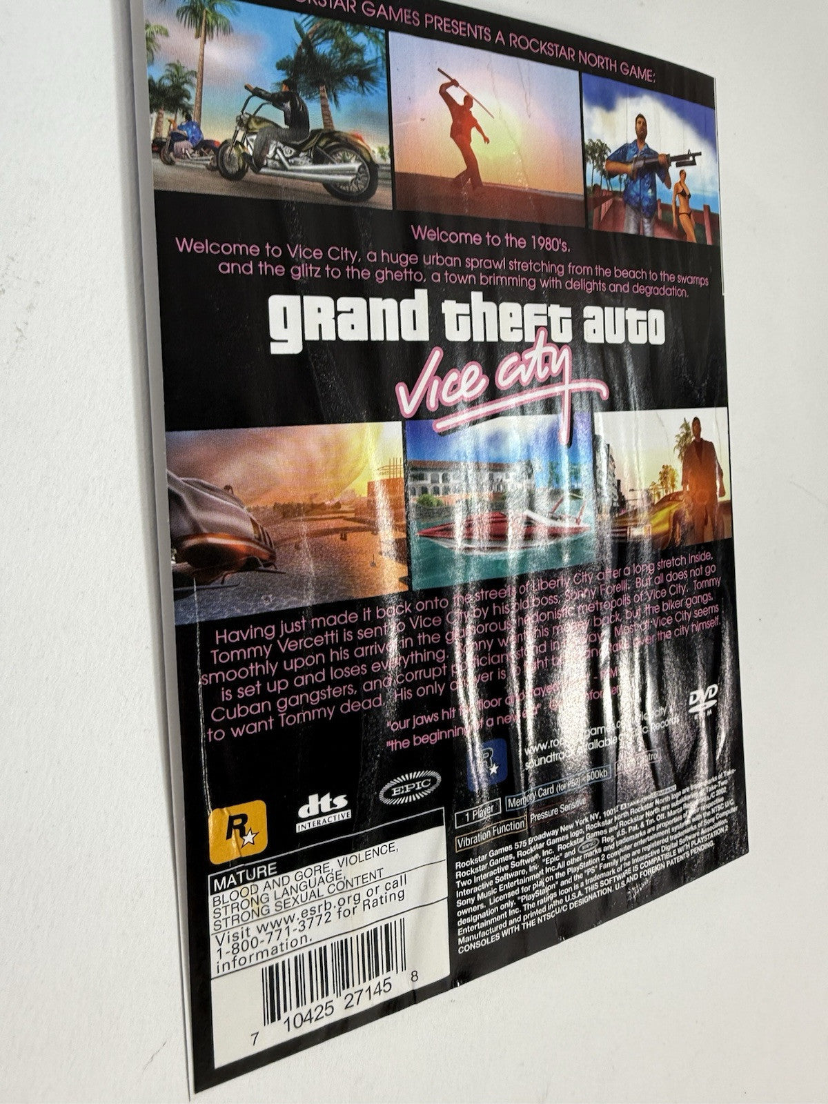Grand Theft Auto: Vice City (PlayStation 2, 2002) Game Case Manual Poster - Read