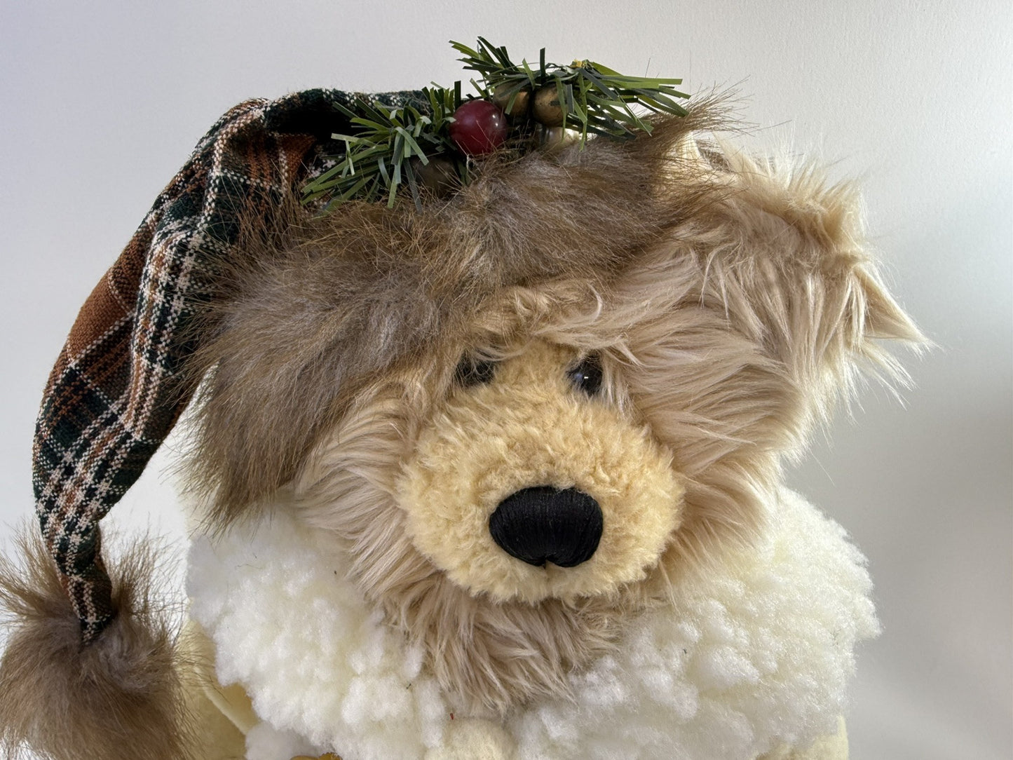 MTY International Christmas 16” Holiday Bear Decoration with Wooden Base