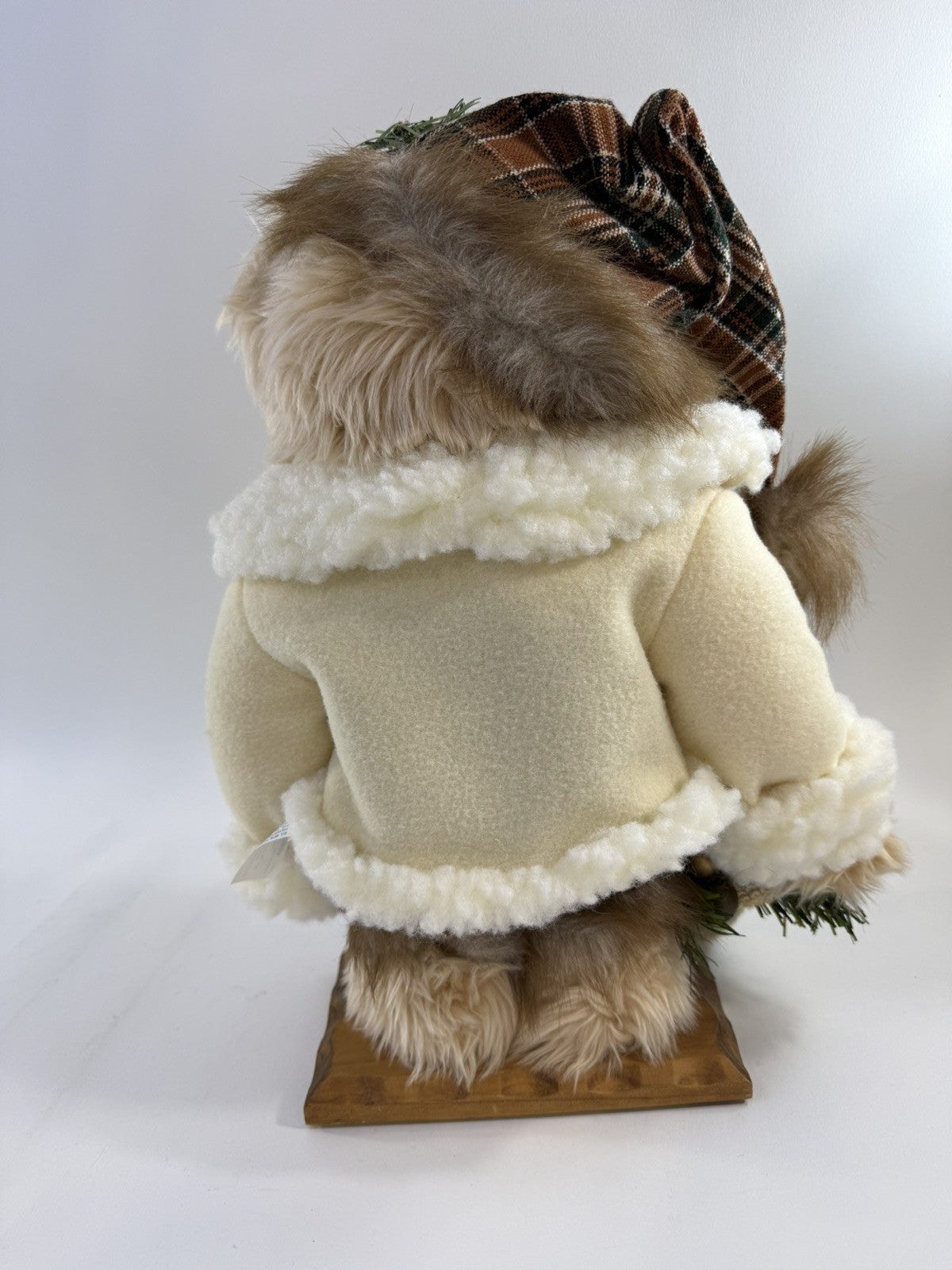 MTY International Christmas 16” Holiday Bear Decoration with Wooden Base