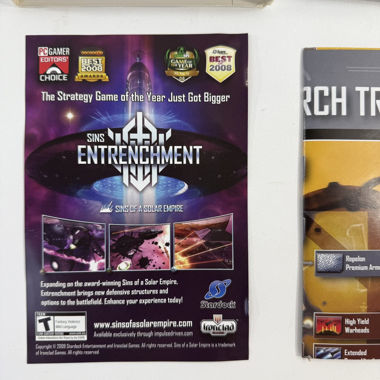 Sins of a Solar Empire: Game of the Year Ed. (PC, 2009) Game Case Manual Poster