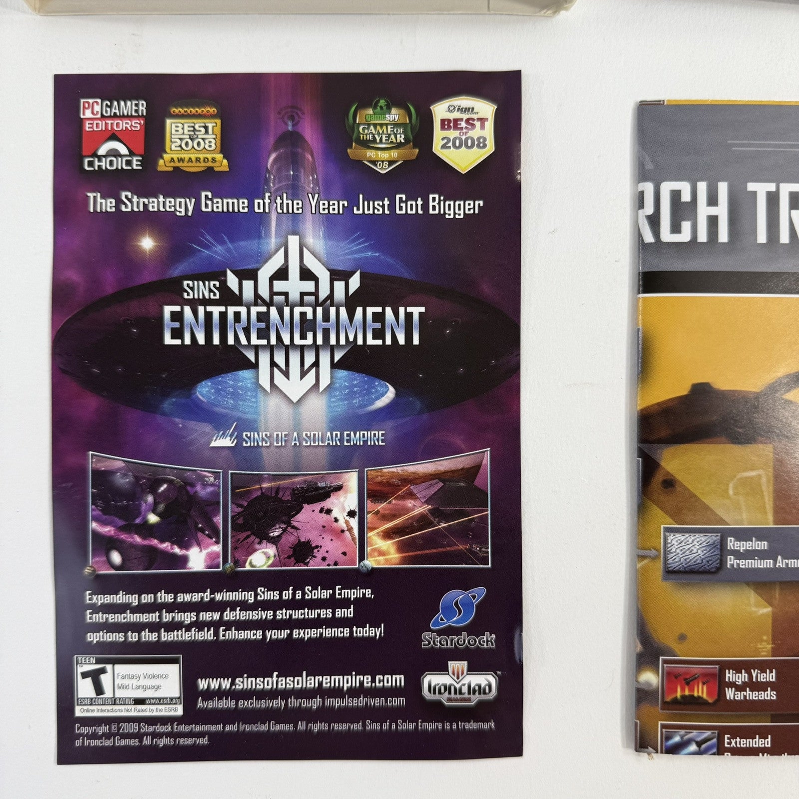 Sins of a Solar Empire: Game of the Year Ed. (PC, 2009) Game Case Manual Poster